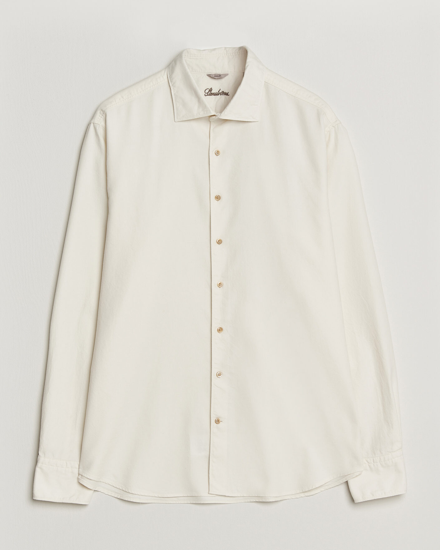 Homme | Chemises | Stenströms | Regular Fit Cut Away Flannel Shirt Off White