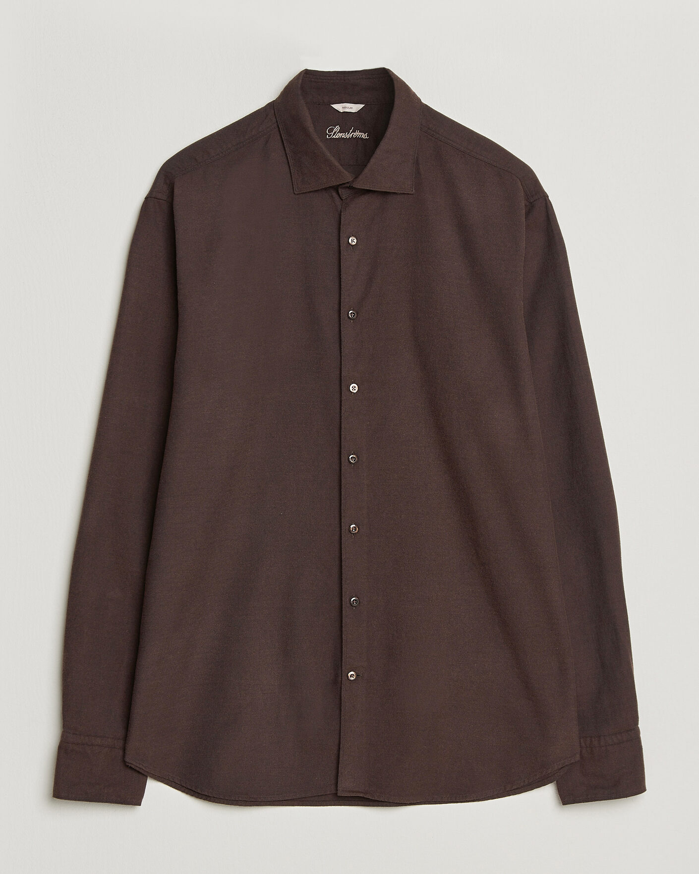 Homme | Chemises | Stenströms | Regular Fit Cut Away Flannel Shirt Brown