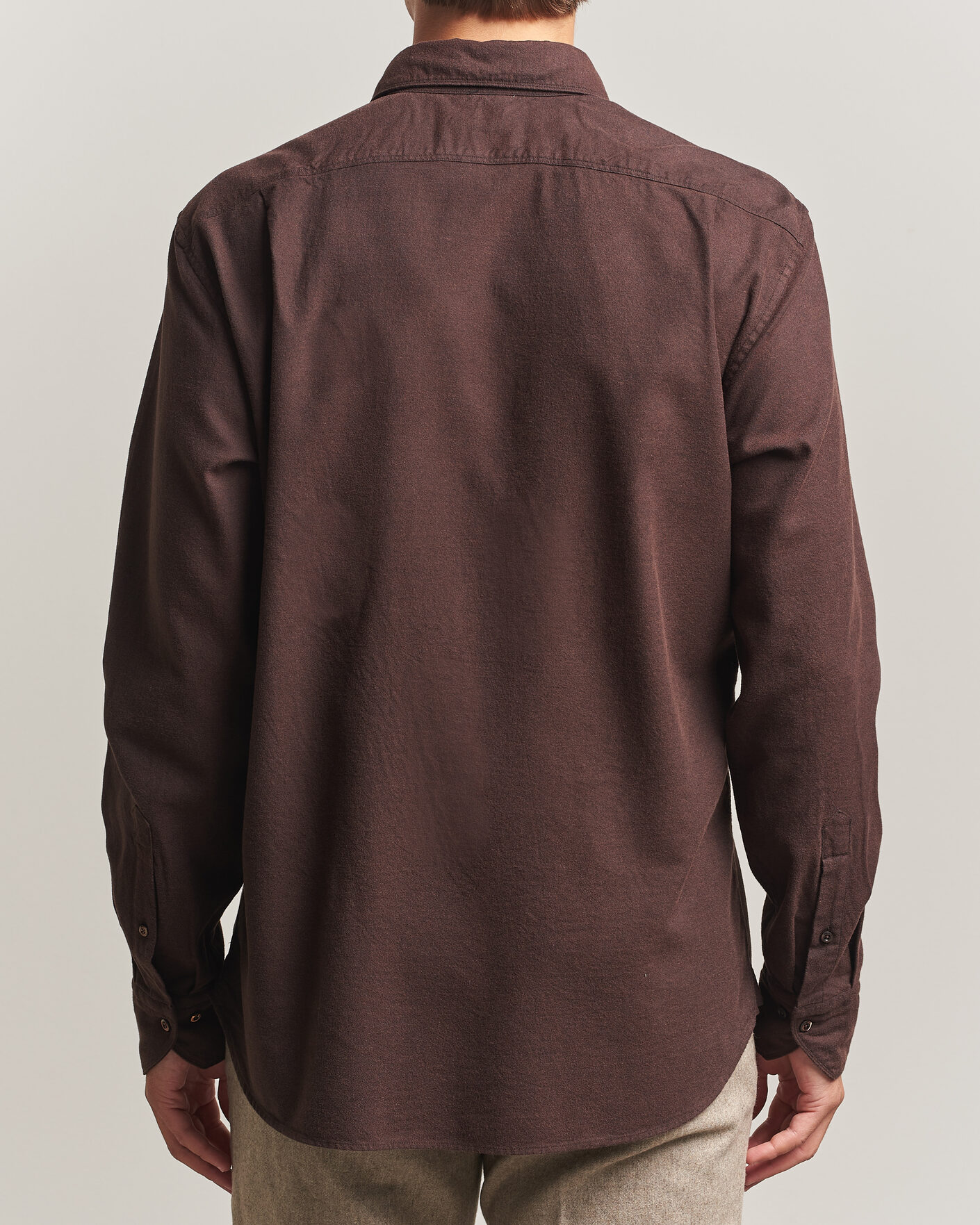 Homme | Chemises | Stenströms | Regular Fit Cut Away Flannel Shirt Brown