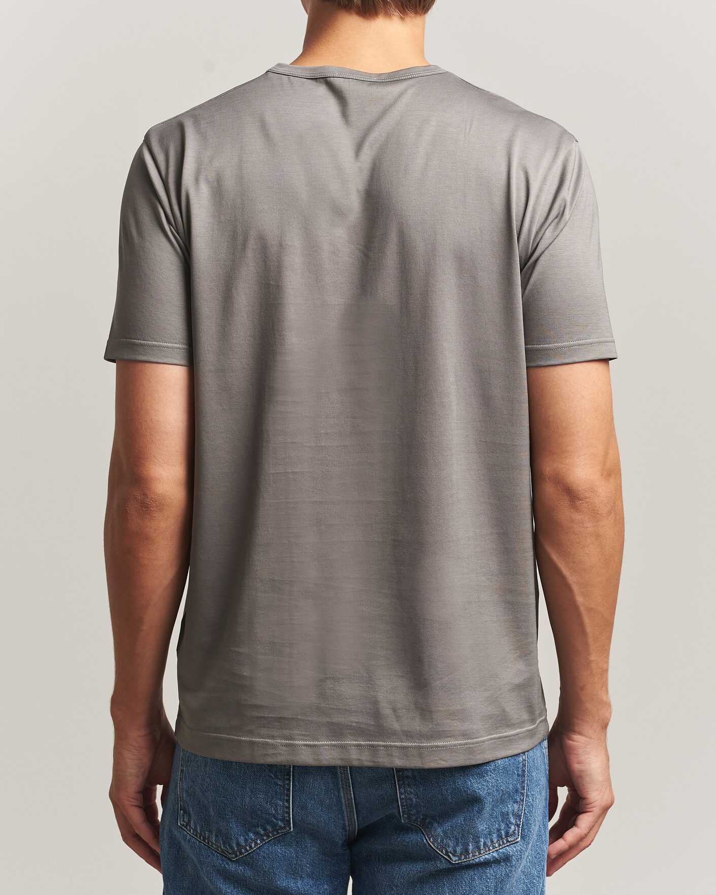 Homme | T-shirts | Sunspel | Crew Neck Q82 Cotton T-Shirt Smoke Grey