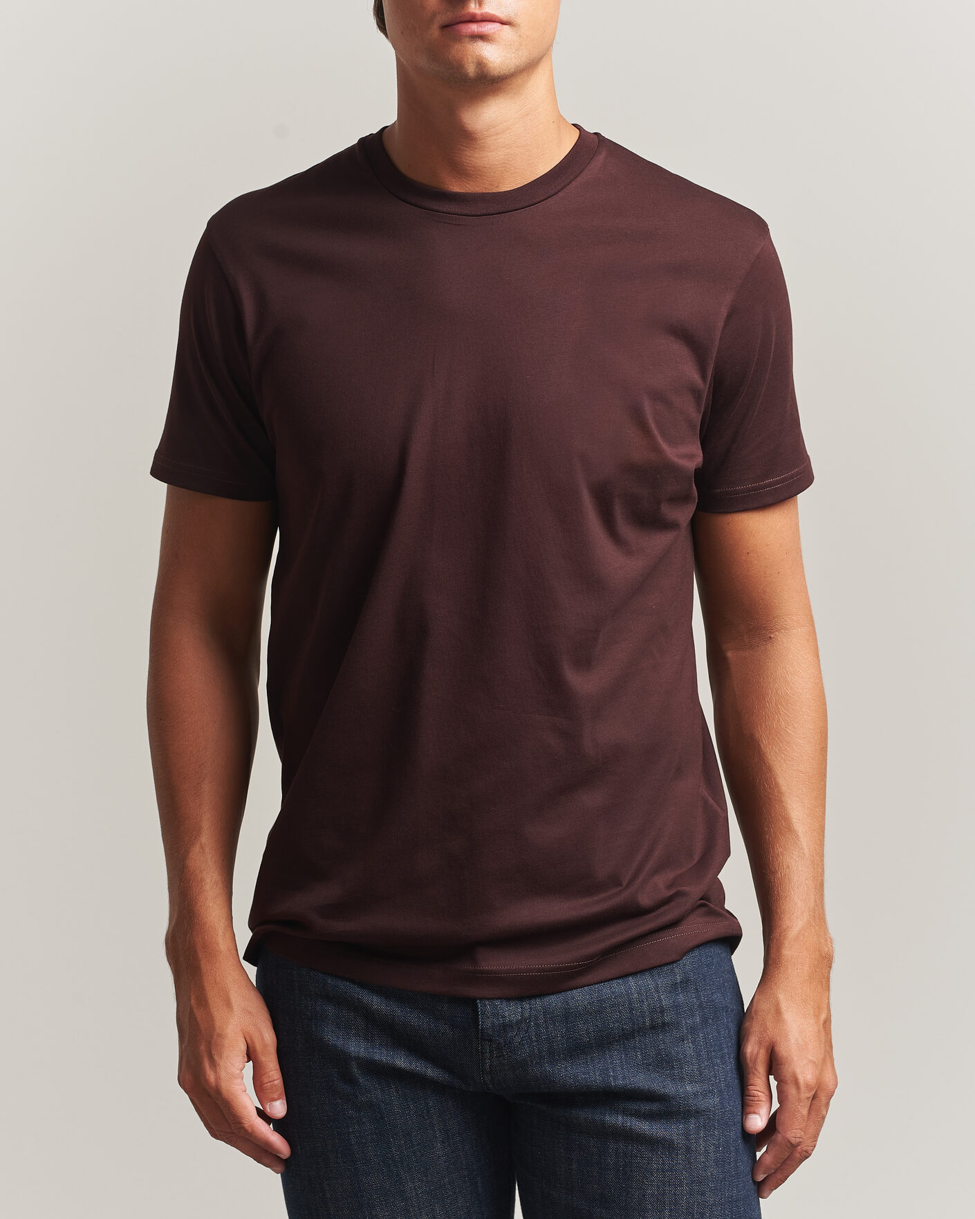 Homme | T-shirts | Sunspel | Riviera Midweight T-Shirt Dark Brown