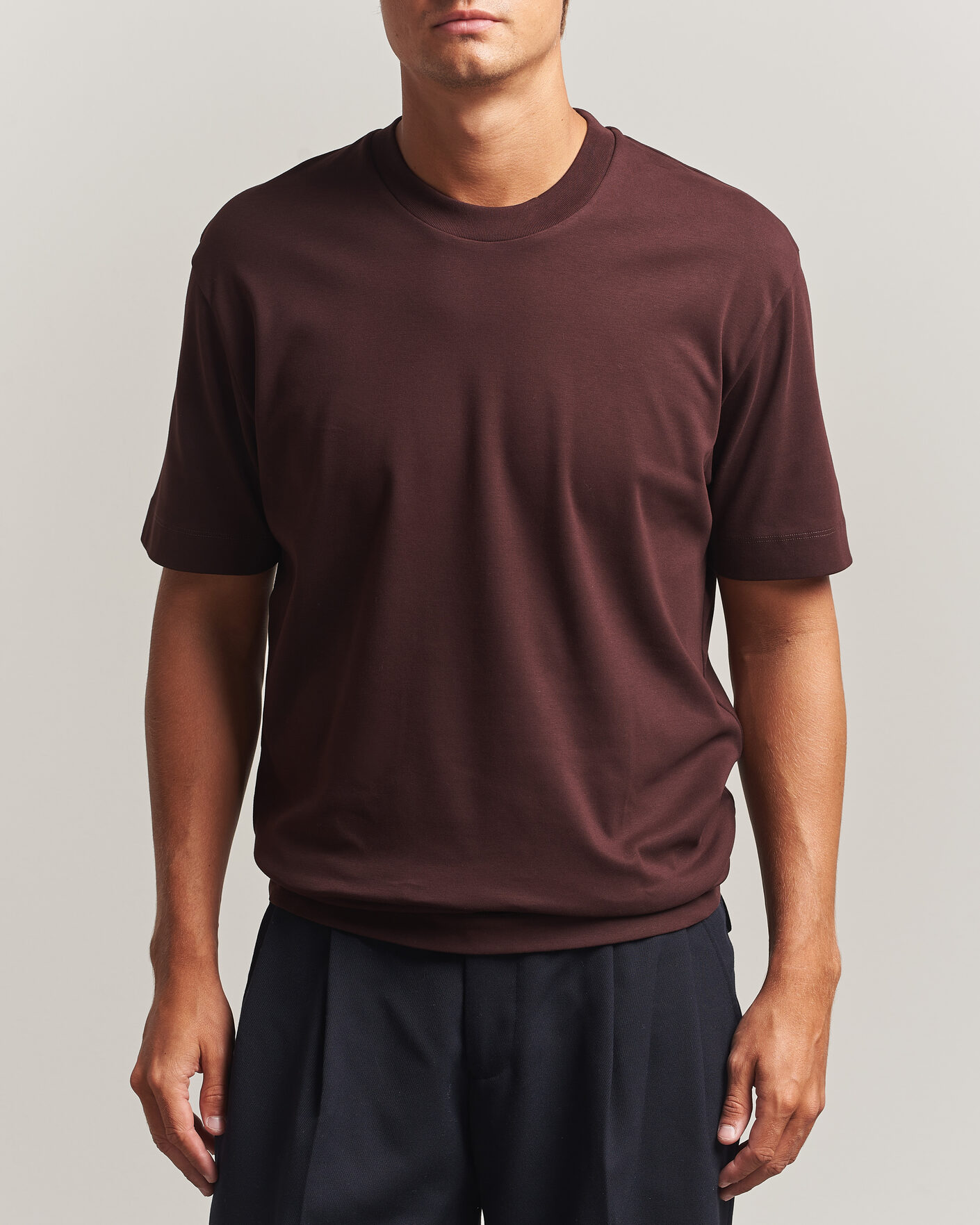 Homme | T-shirts | Sunspel | Heavy Weight Supima Cotton T-Shirt Dark Brown