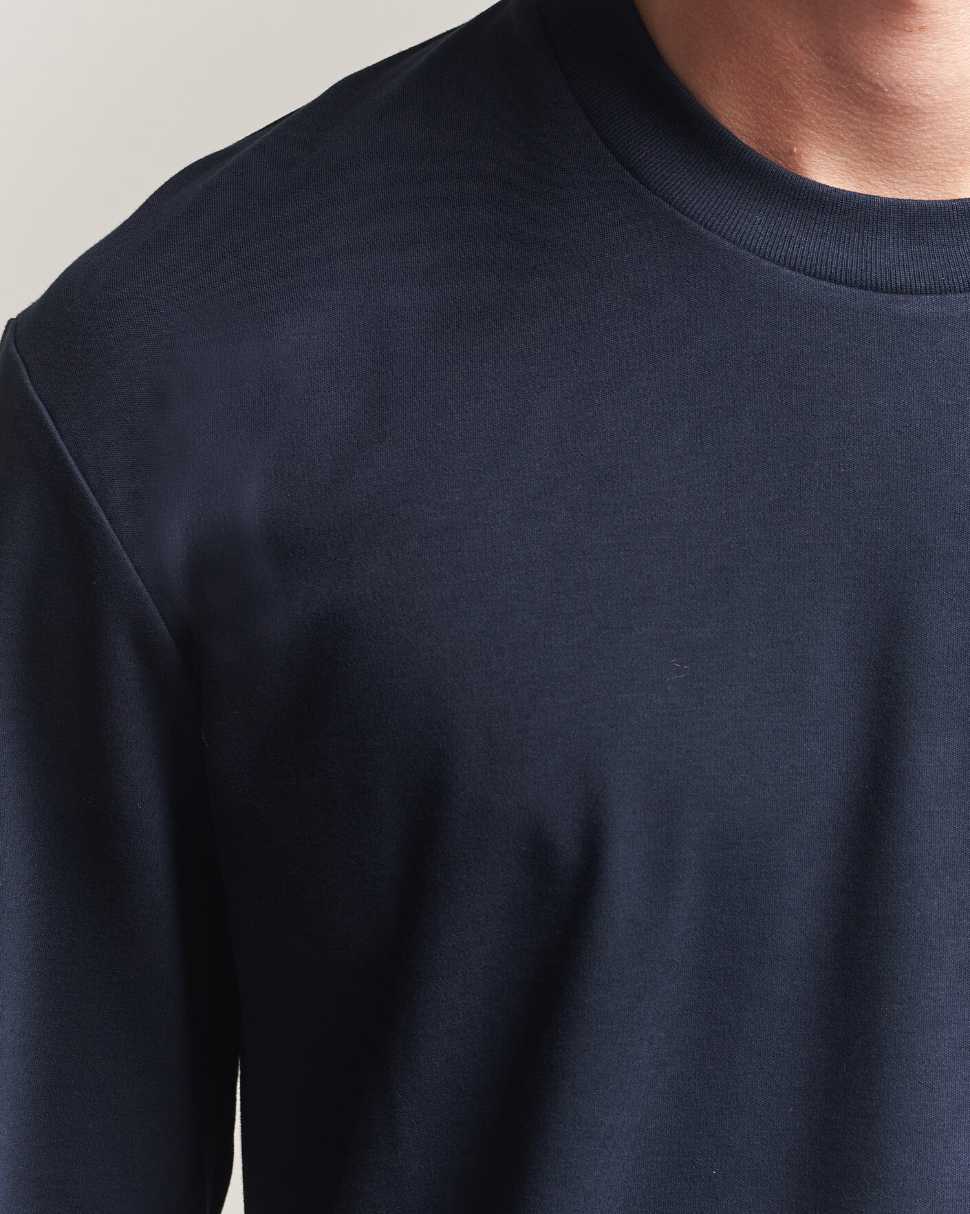 Heren | T-shirts | Sunspel | Heavy Weight Supima Cotton Long Sleeve T-Shirt Navy