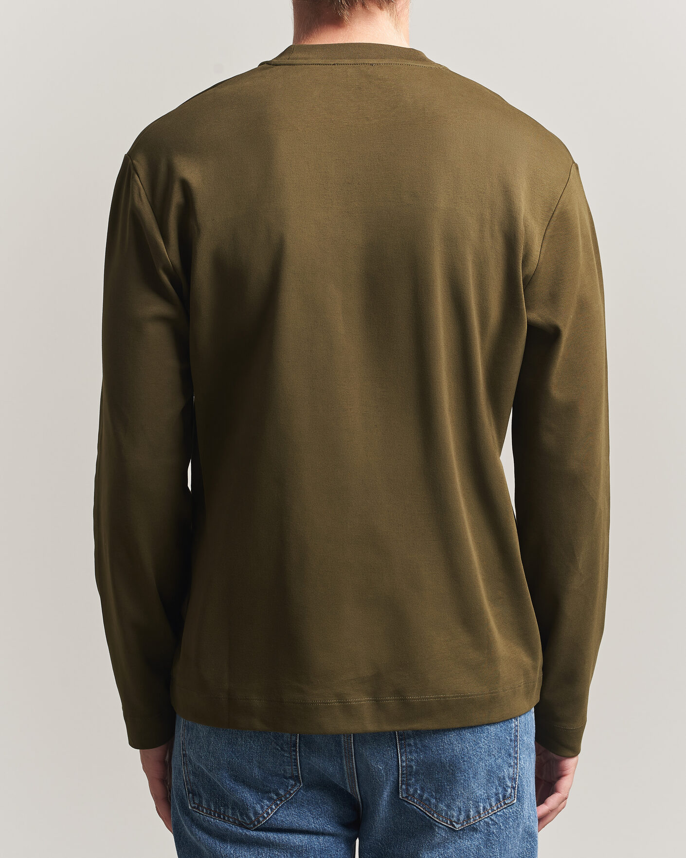 Heren | T-shirts | Sunspel | Heavy Weight Supima Cotton Long Sleeve T-Shirt Green