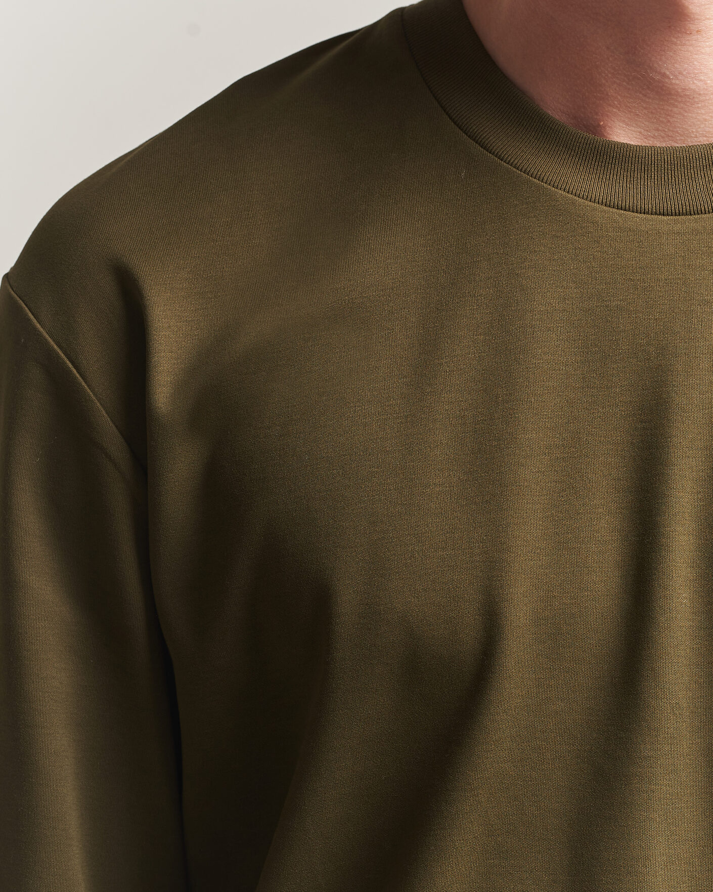 Heren | T-shirts | Sunspel | Heavy Weight Supima Cotton Long Sleeve T-Shirt Green