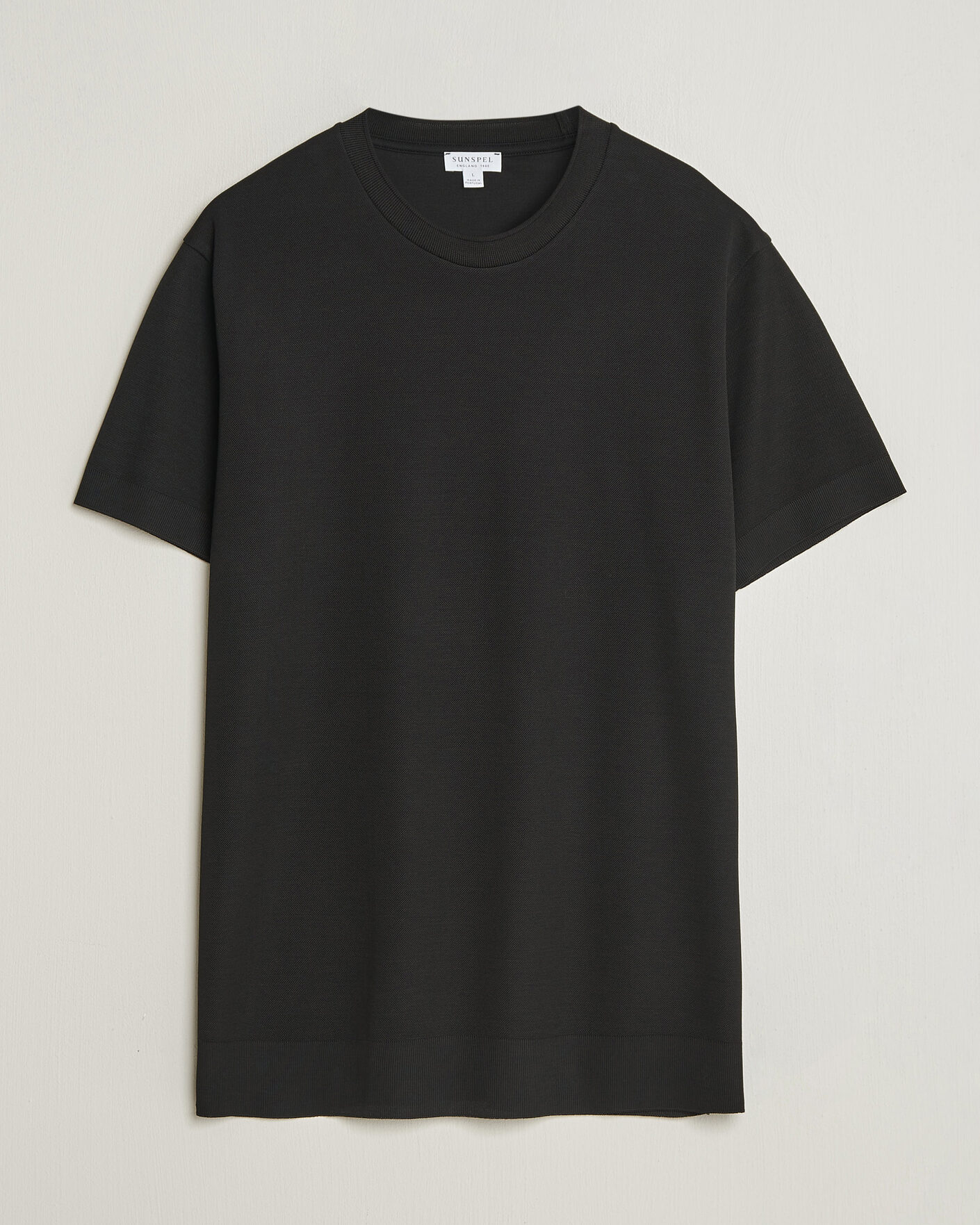Homme | T-shirts | Sunspel | Cotton Piquet T-Shirt Black