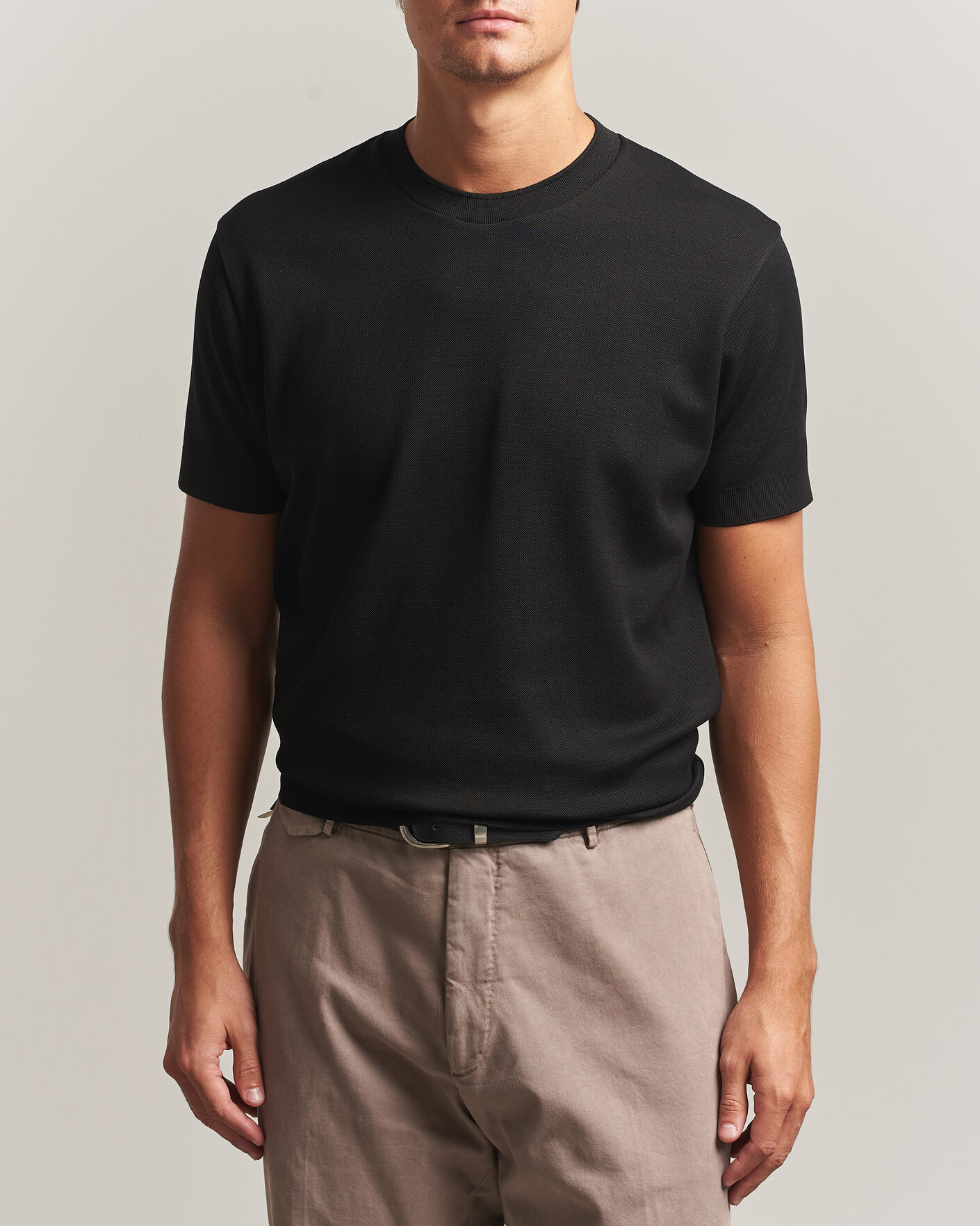 Homme | T-shirts | Sunspel | Cotton Piquet T-Shirt Black