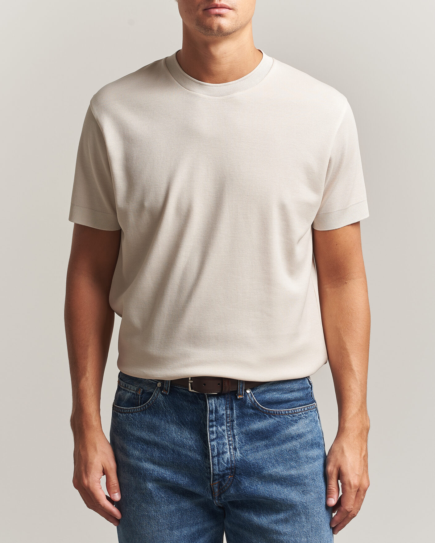 Heren | T-shirts | Sunspel | Cotton Piquet T-Shirt Swansdown