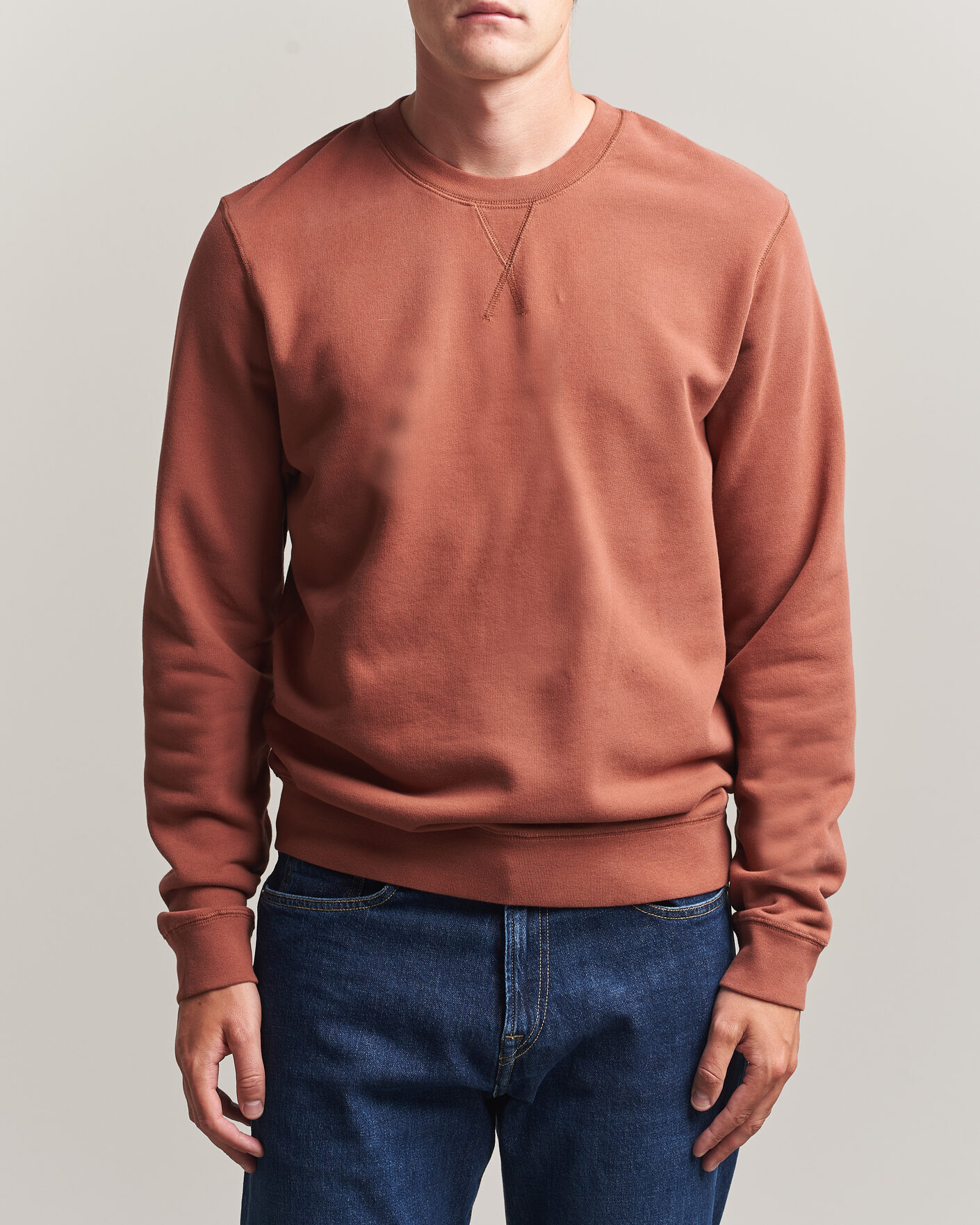 Heren | Truien | Sunspel | Loopback Sweatshirt Dark Tabacco
