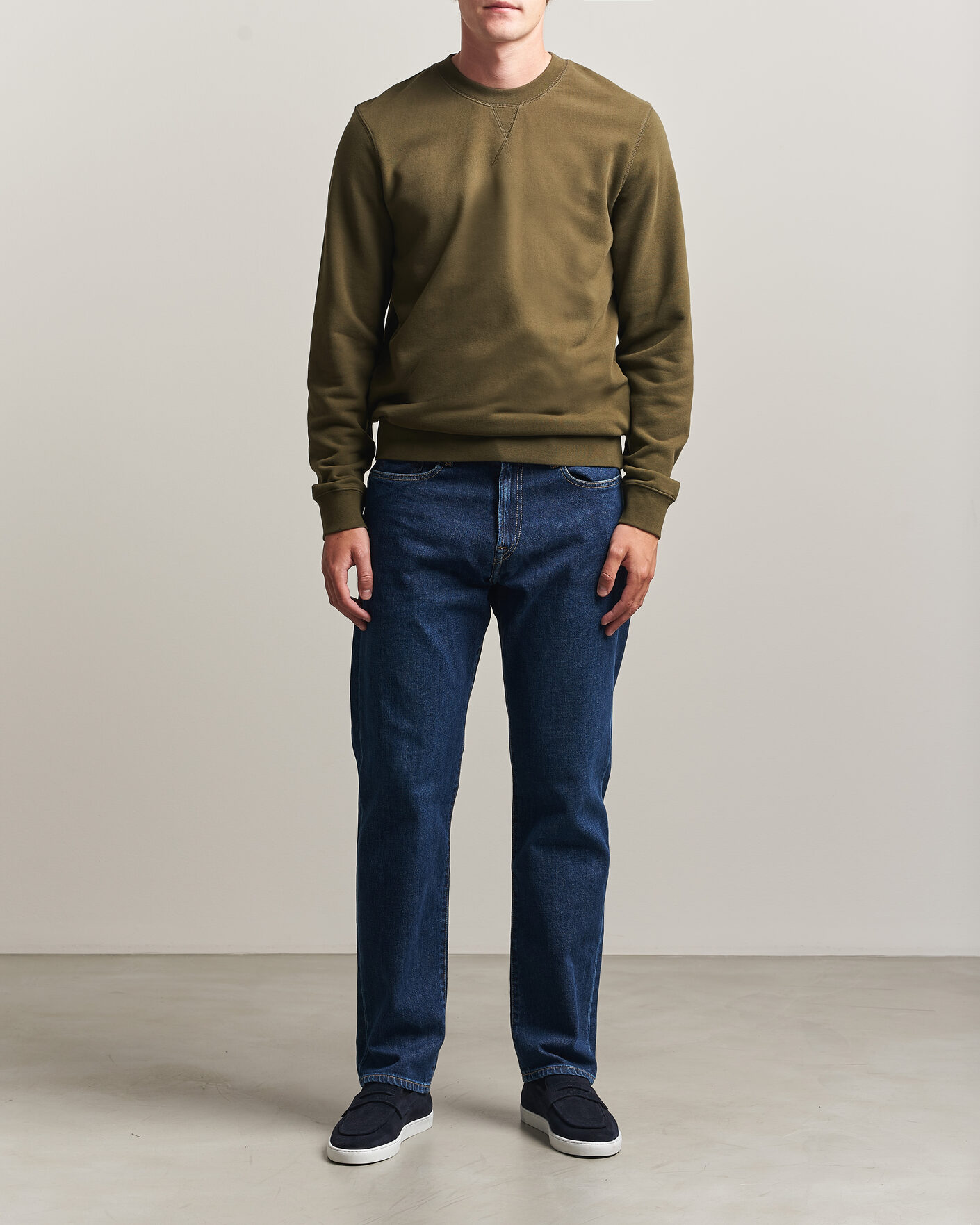 Heren | Truien | Sunspel | Loopback Sweatshirt Loden Green