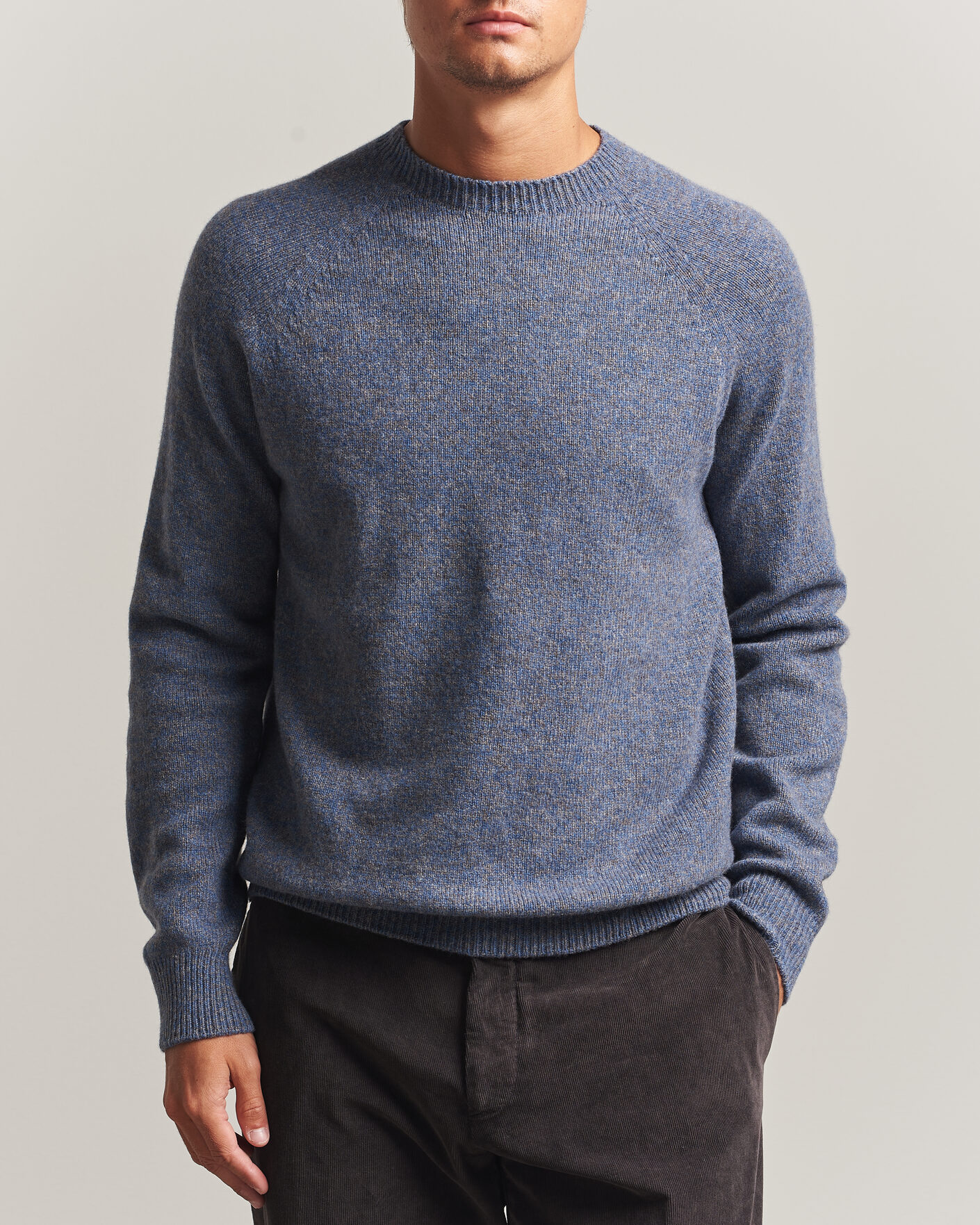 Heren | Truien | Sunspel | Lambswool Crew Neck Denim Twist