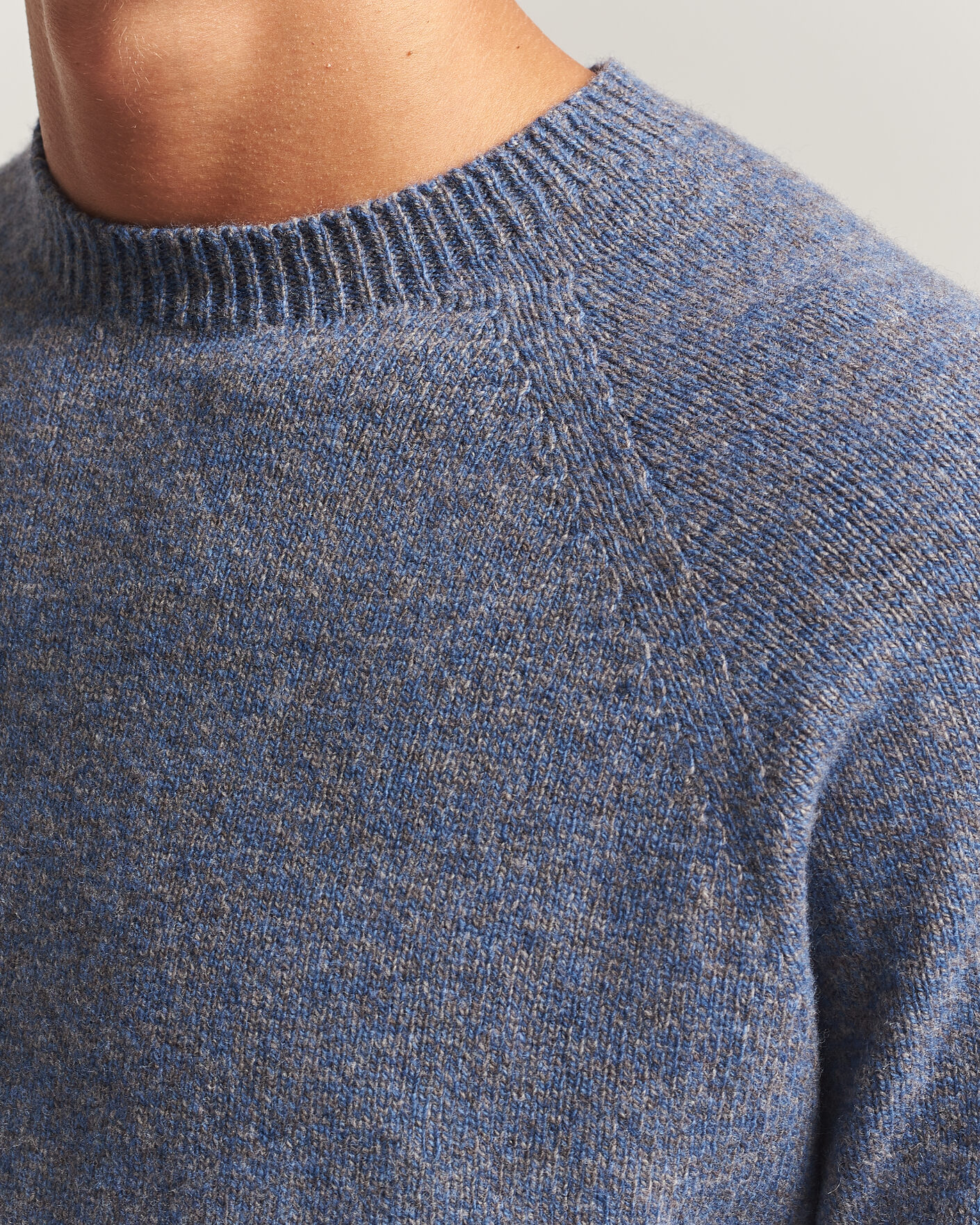 Heren | Truien | Sunspel | Lambswool Crew Neck Denim Twist