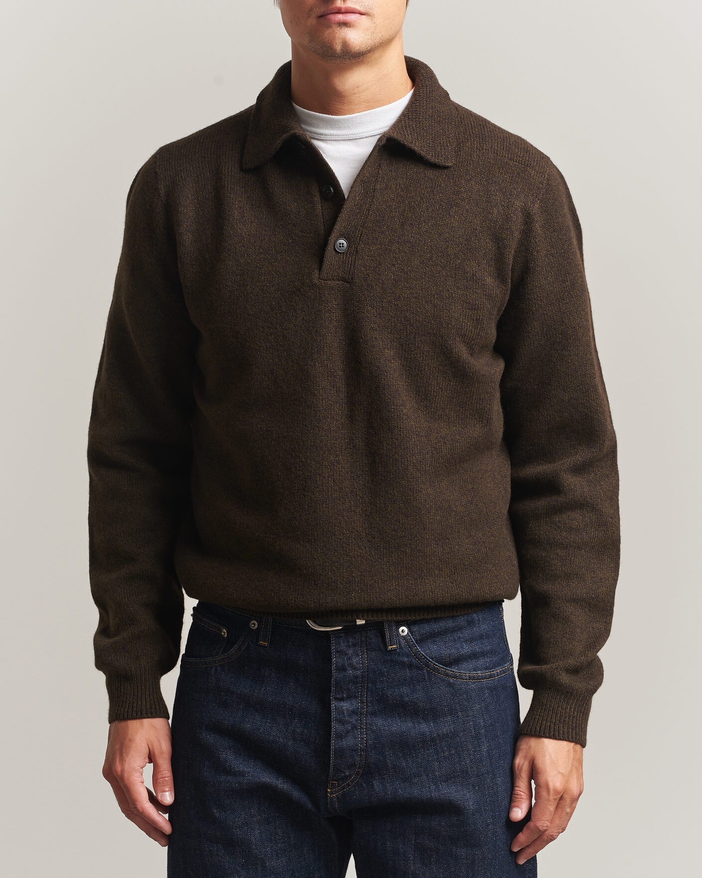 Homme | Pulls Et Tricots | Sunspel | Lambswool Poloshirt Loden Twist
