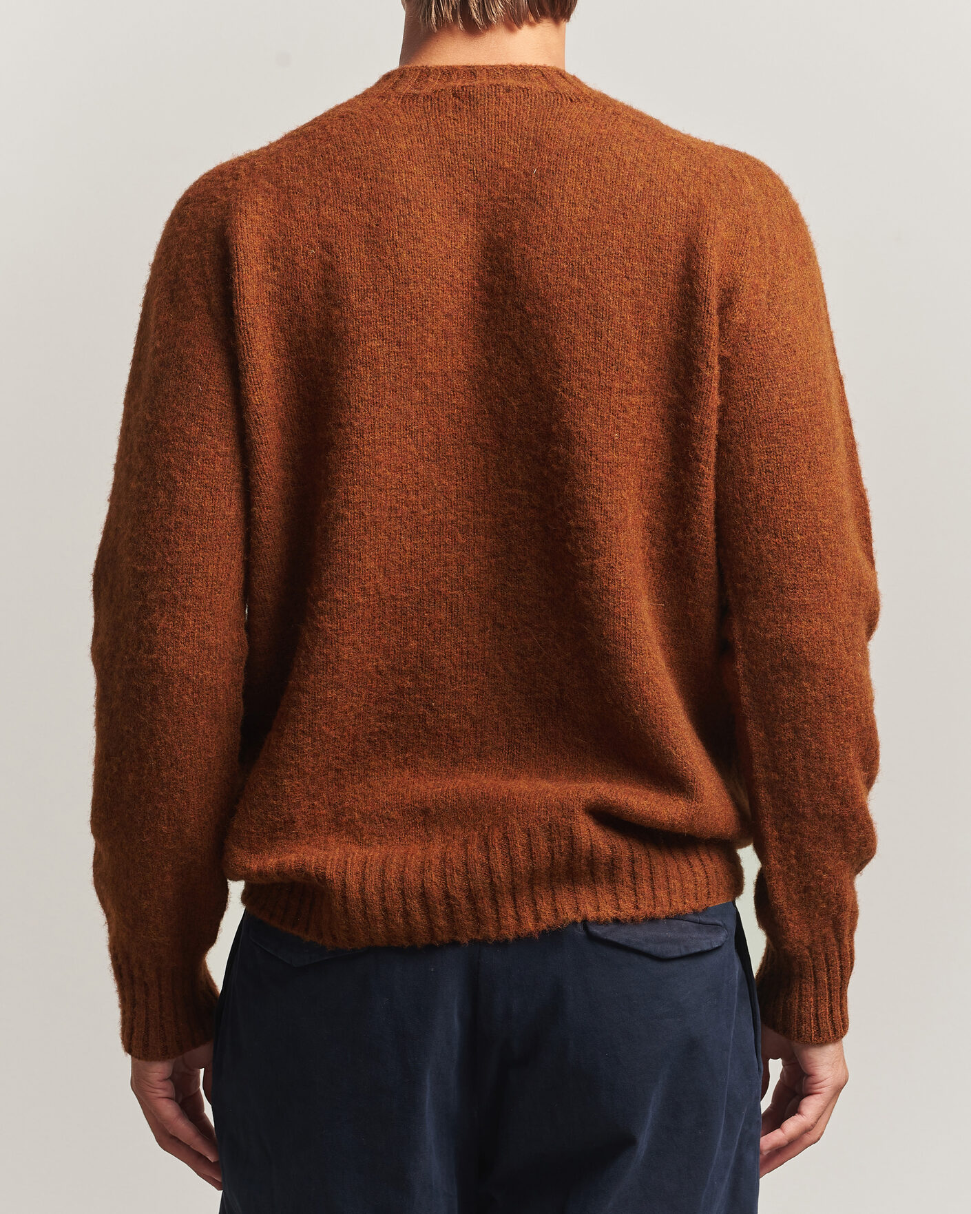 Homme | Pulls Et Tricots | Sunspel | Brushed Shetland Crew Neck Dark Tabacco