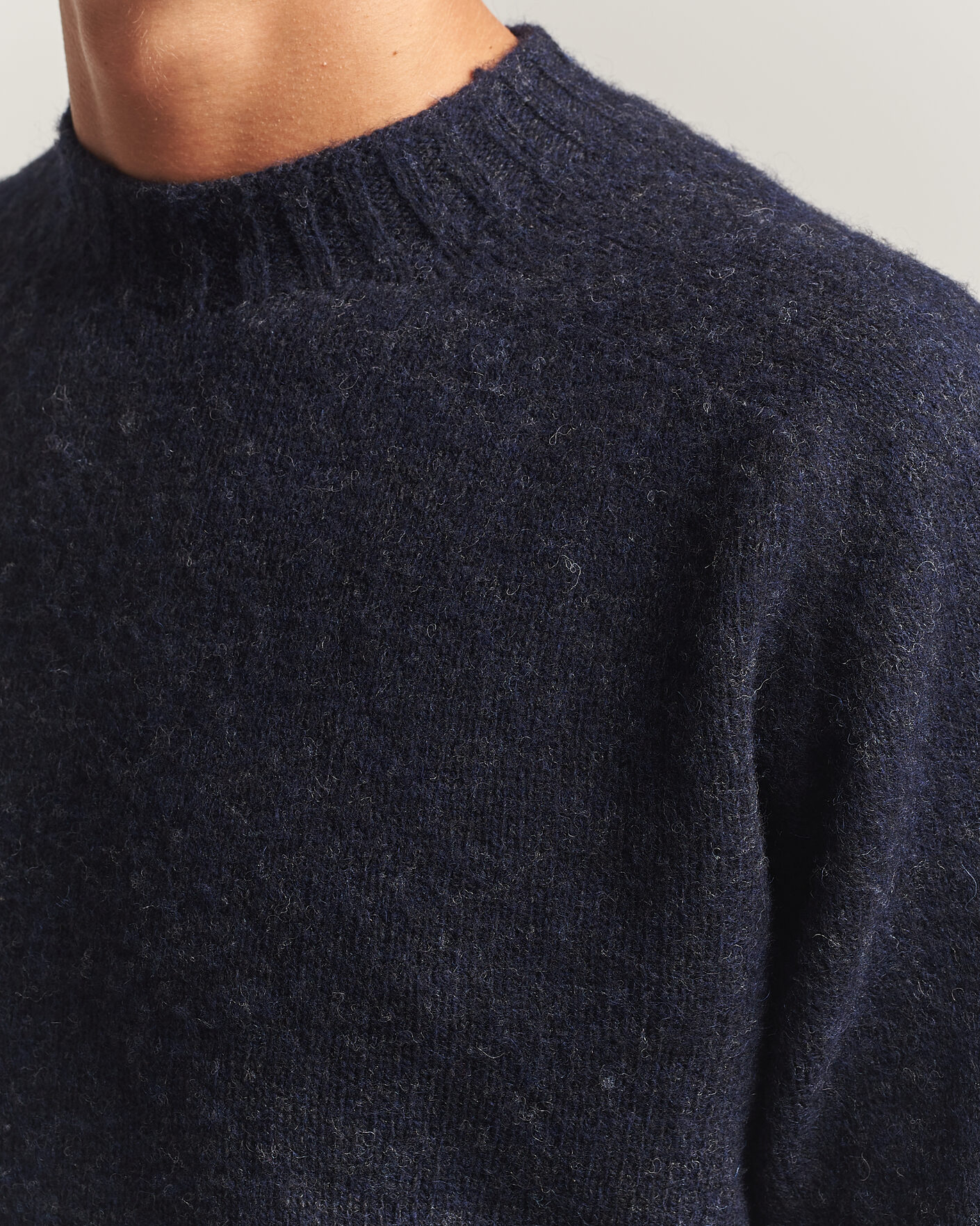 Homme | Pulls Et Tricots | Sunspel | Brushed Shetland Crew Neck Dark Navy