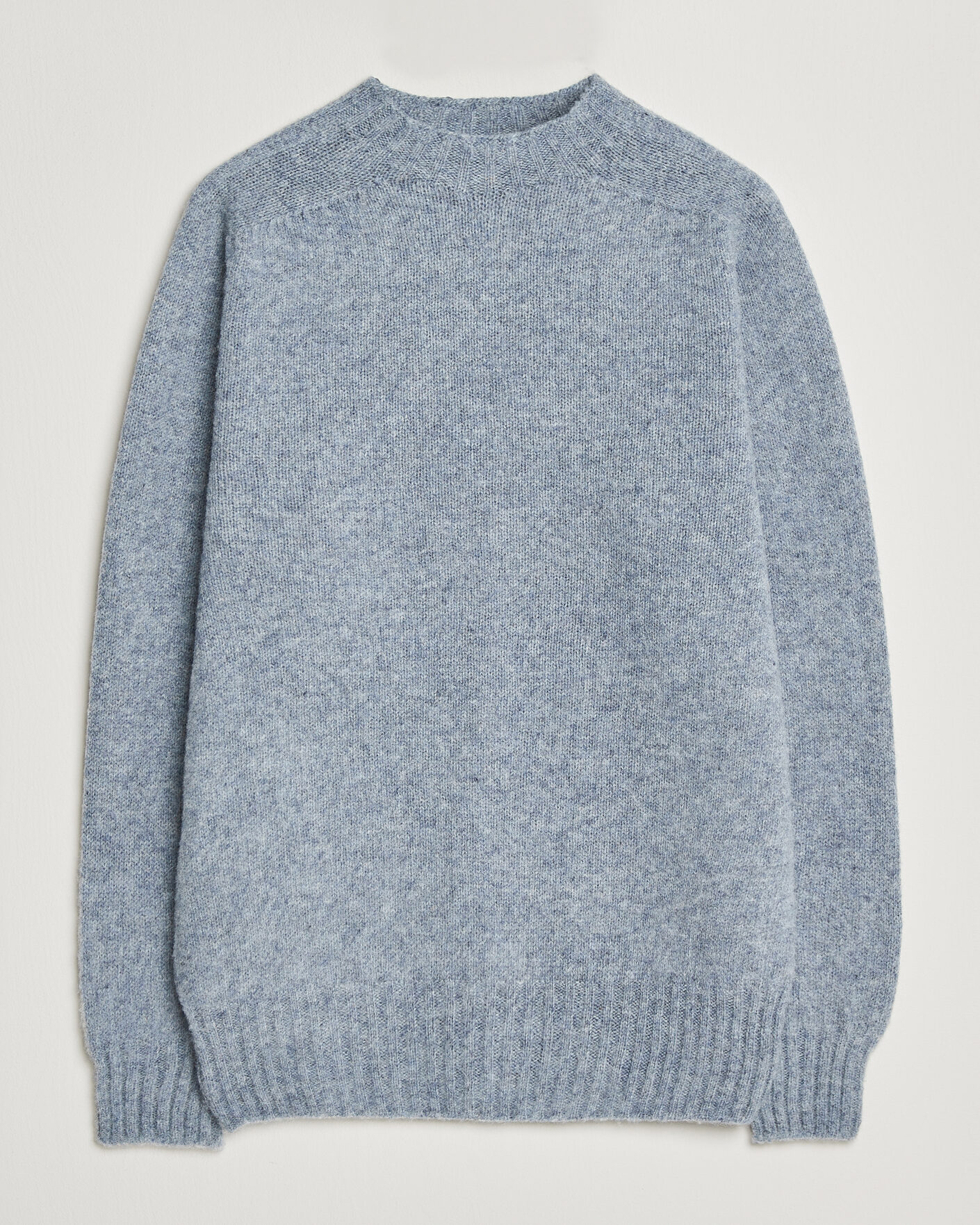 Homme | Pulls Et Tricots | Sunspel | Brushed Shetland Crew Neck Powder Blue