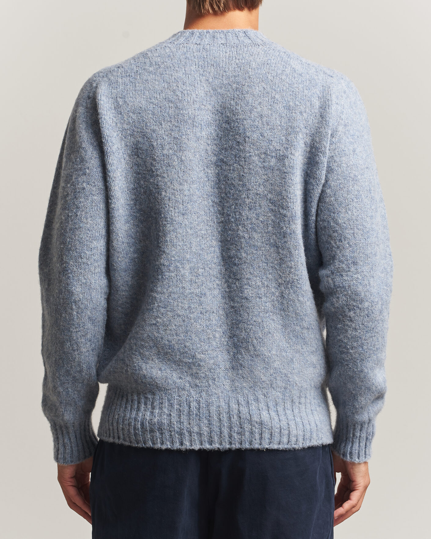 Homme | Pulls Et Tricots | Sunspel | Brushed Shetland Crew Neck Powder Blue