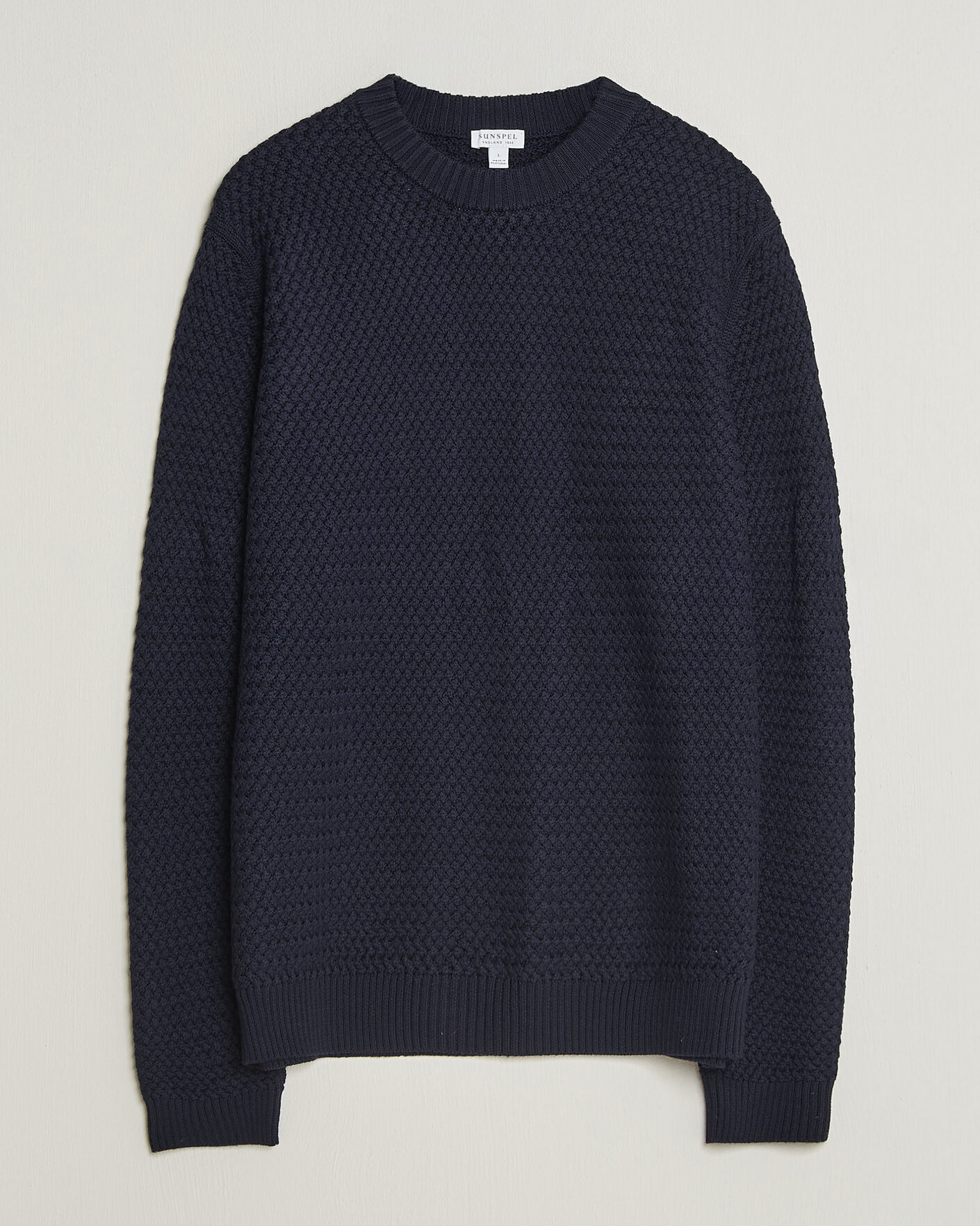 Homme | Pulls Et Tricots | Sunspel | Merino Basketweave Stitch Jumper Navy