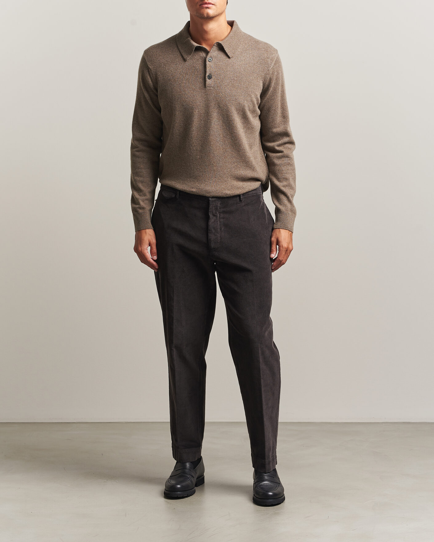 Homme | Pulls Et Tricots | Sunspel | Cashmere Polo Taupe