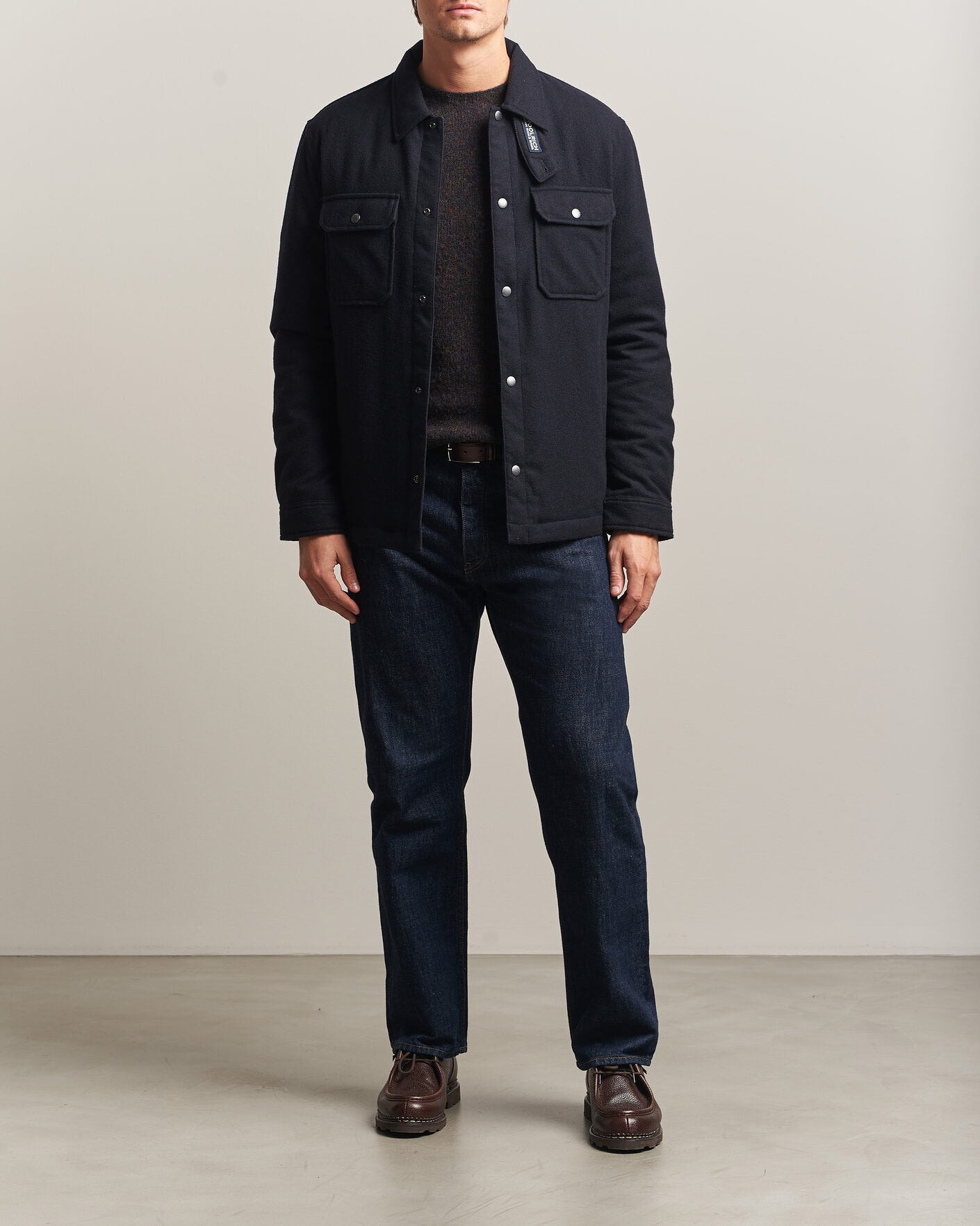 Heren | Jassen | Woolrich | Alaskan Wool Light Padded Shirt Jacket Melton Blue