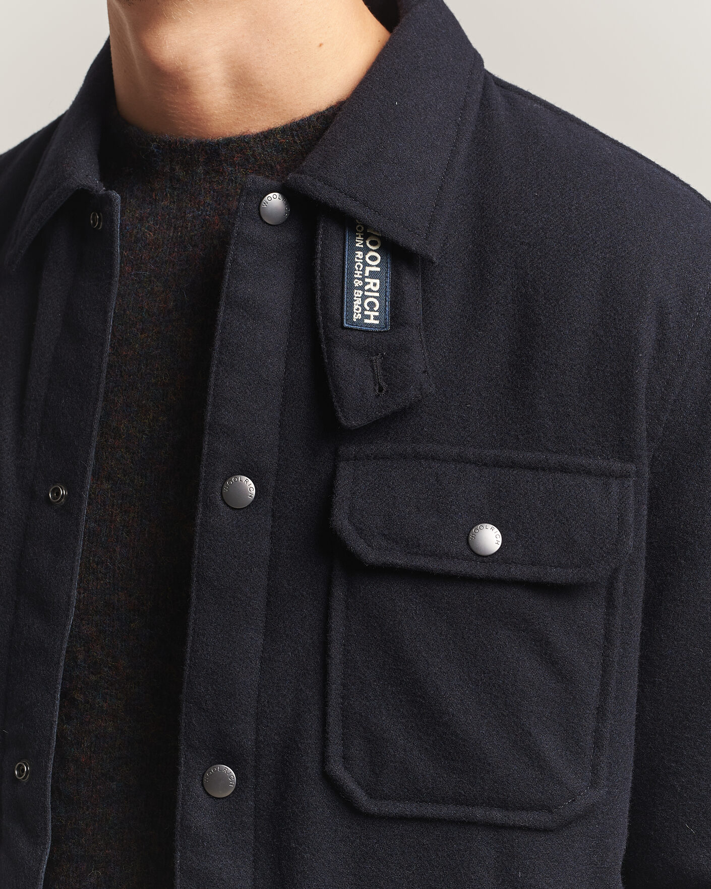 Heren | Jassen | Woolrich | Alaskan Wool Light Padded Shirt Jacket Melton Blue