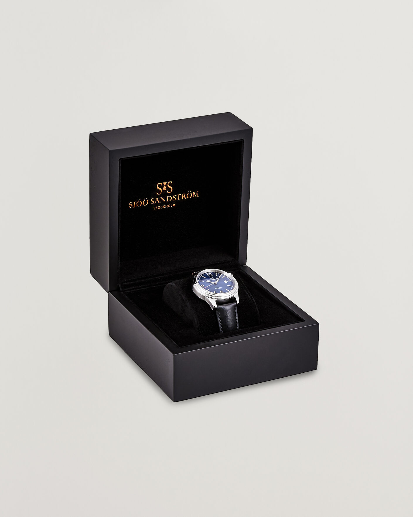 Heren | Sjöö Sandström Royal Steel 41mm Black Calf Blue Dial | Sjöö Sandström | Royal Steel 41mm Black Calf Blue Dial