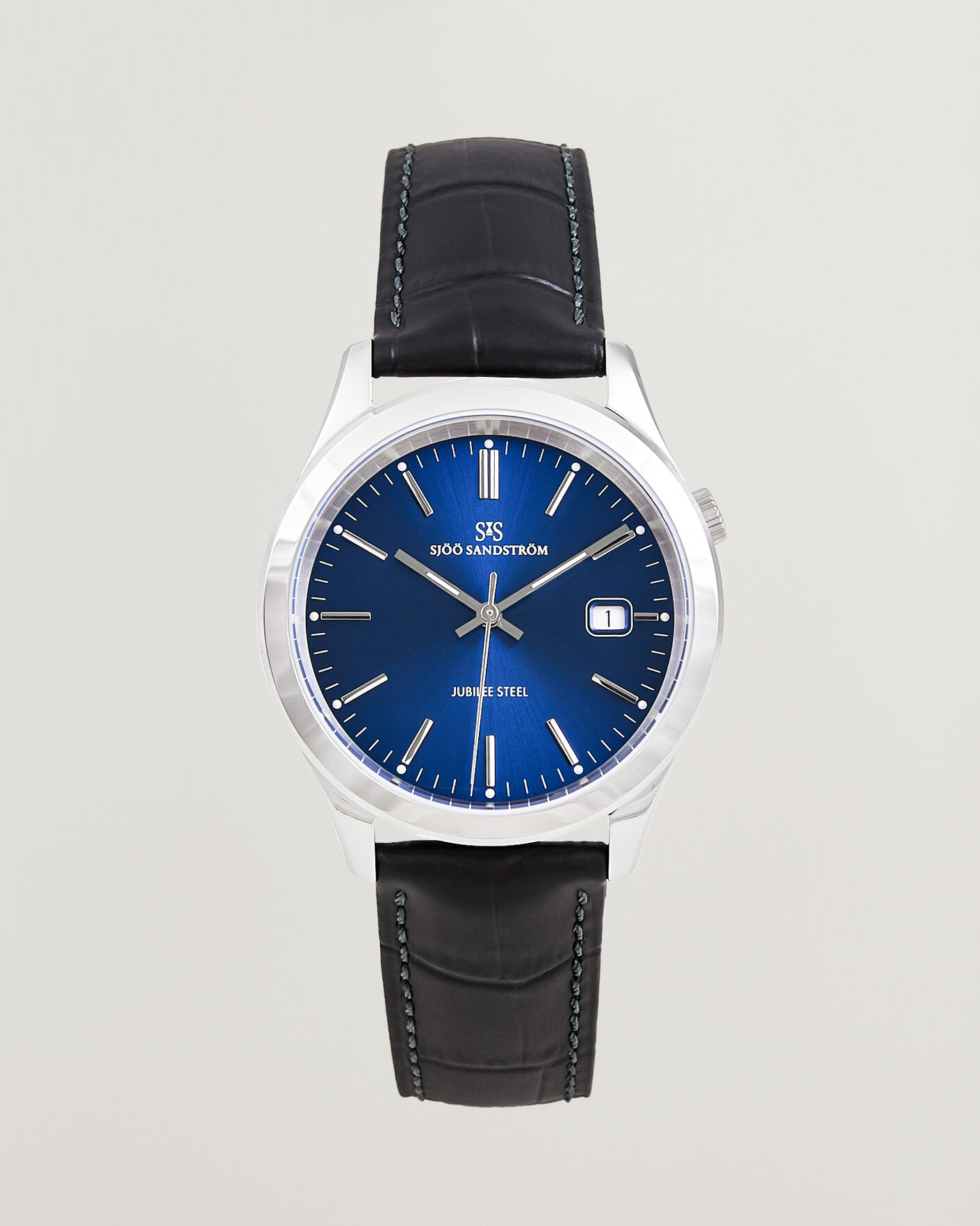 Heren | Sjöö Sandström Jubilee Steel Quartz 40mm Black Calf Blue Dial | Sjöö Sandström | Jubilee Steel Quartz 40mm Black Calf Blue Dial