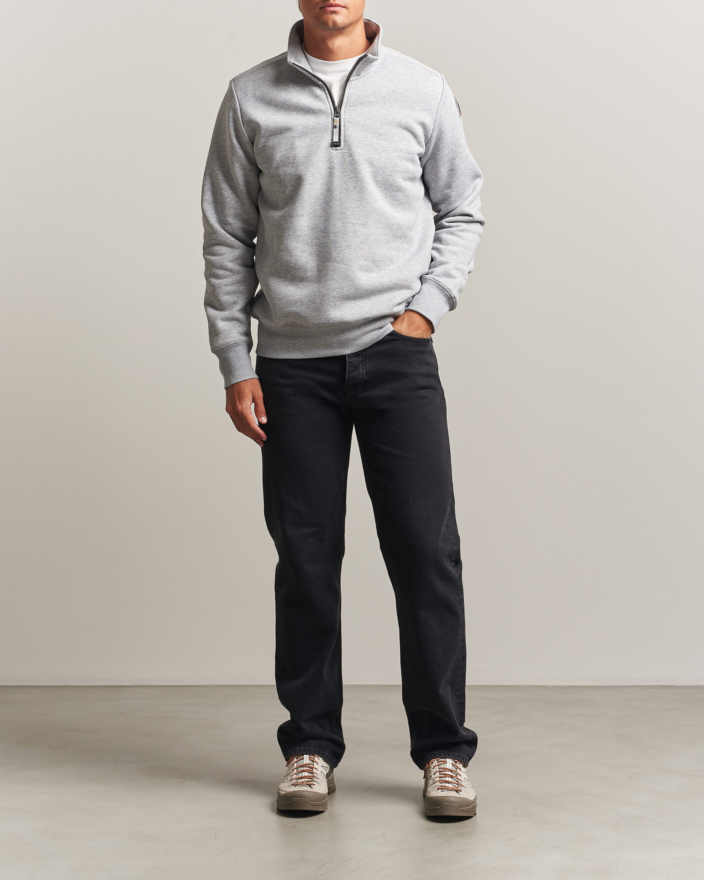 Heren | Truien | Parajumpers | Broad Peak Super Easy Half Zip Sweatshirt Ash Grey Melange