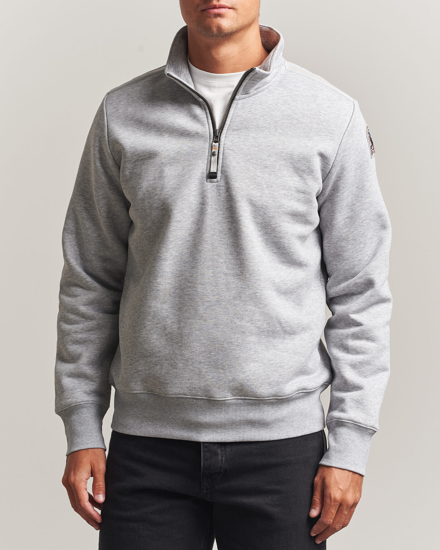 Heren | Truien | Parajumpers | Broad Peak Super Easy Half Zip Sweatshirt Ash Grey Melange