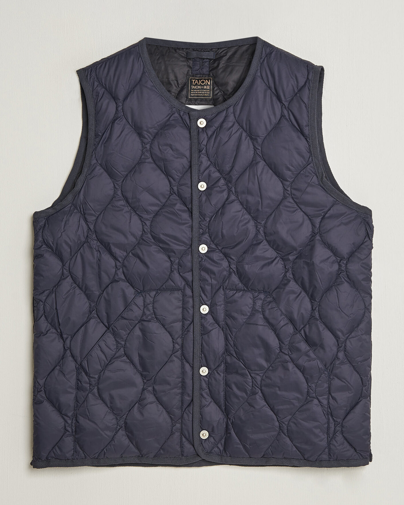 Homme | Gilets | TAION | Military Crew Neck Down Vest Dark Navy