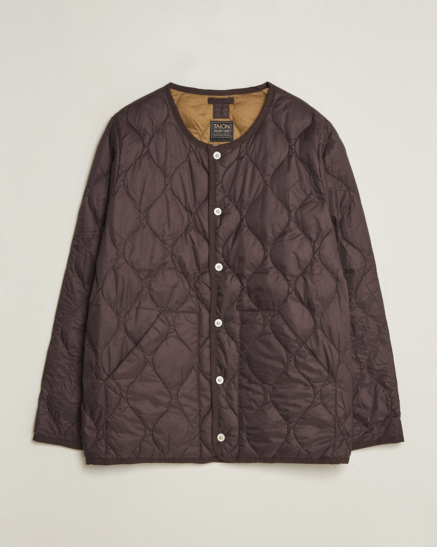 Homme | Manteaux Et Vestes | TAION | Military Crew Neck Down Jacket Dark Choco