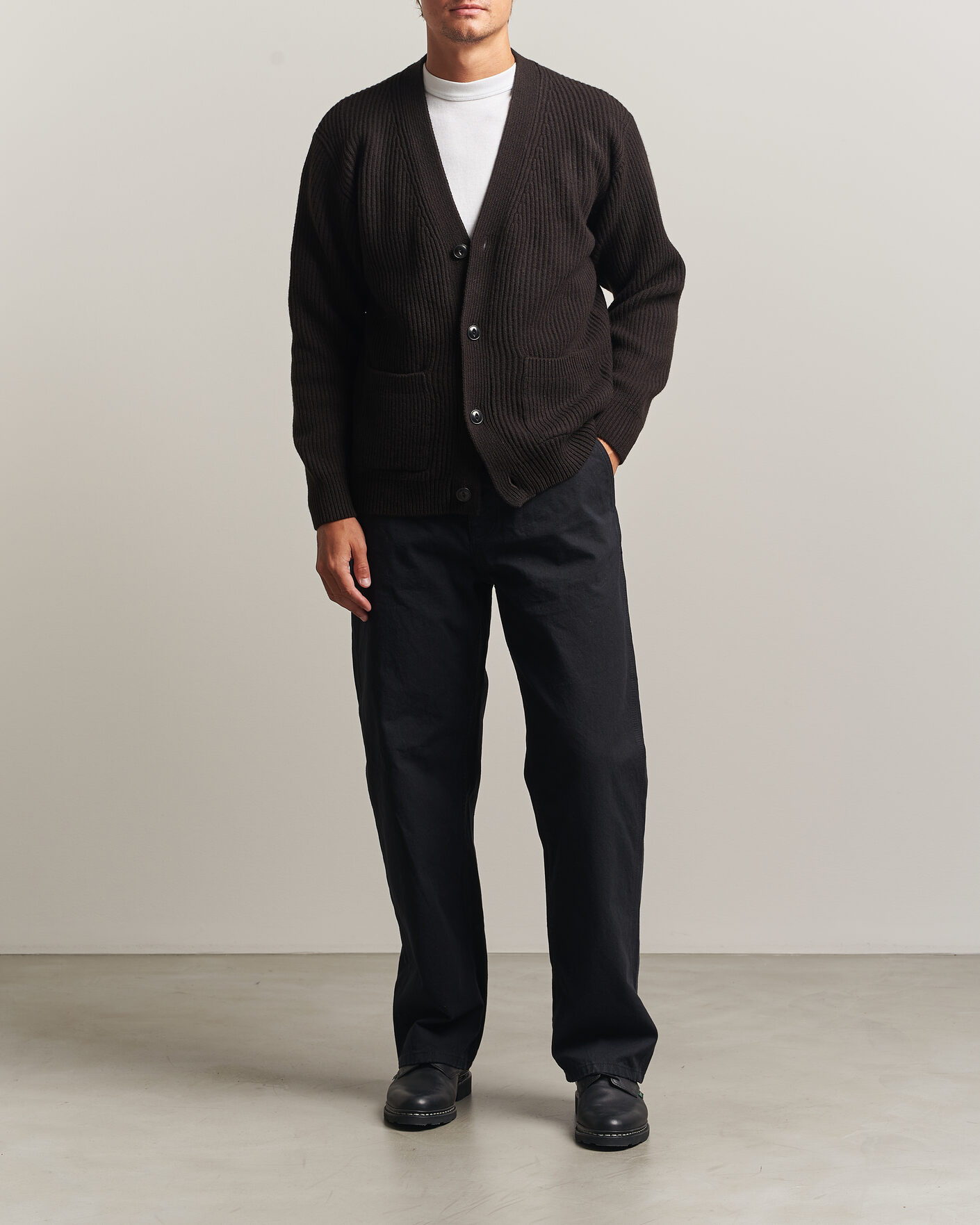 Homme | Pulls Et Tricots | Merz b. Schwanen | Merino/Cashmere Knitted Cardigan Espresso