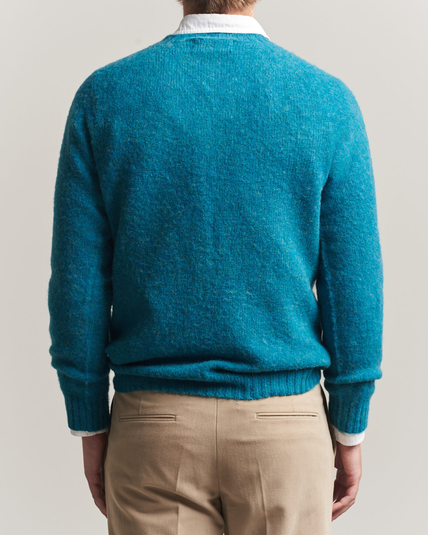 Homme | Pulls Et Tricots | Harley Of Scotland | Brushed Supersoft Lambswool Crewneck Gulfstream