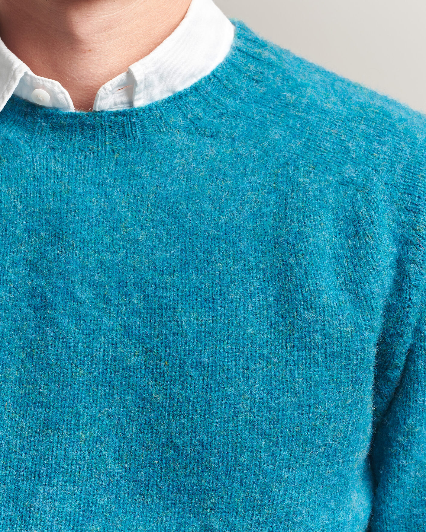 Homme | Pulls Et Tricots | Harley Of Scotland | Brushed Supersoft Lambswool Crewneck Gulfstream