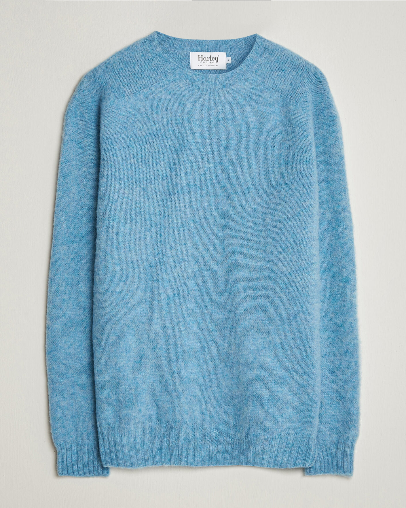 Homme | Pulls Et Tricots | Harley Of Scotland | Brushed Supersoft Lambswool Crewneck Loch Blue