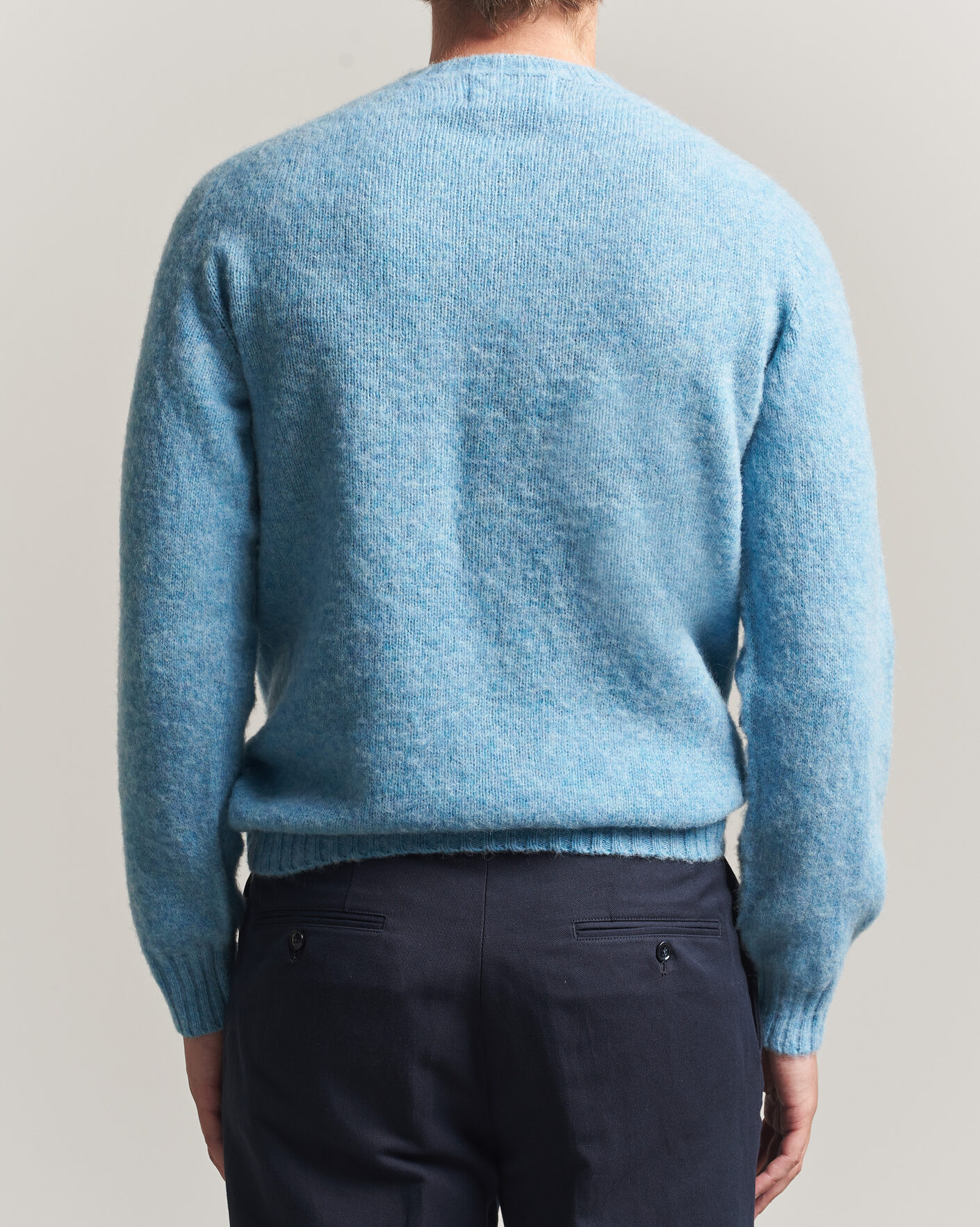 Homme | Pulls Et Tricots | Harley Of Scotland | Brushed Supersoft Lambswool Crewneck Loch Blue