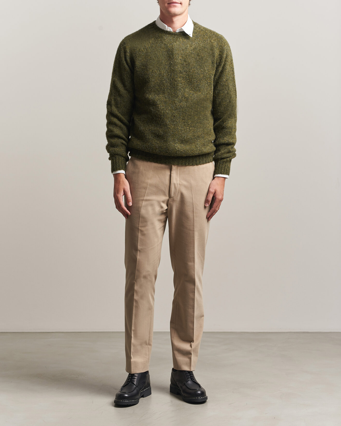 Homme | Pulls Et Tricots | Harley Of Scotland | Brushed Supersoft Lambswool Crewneck Scots Pine