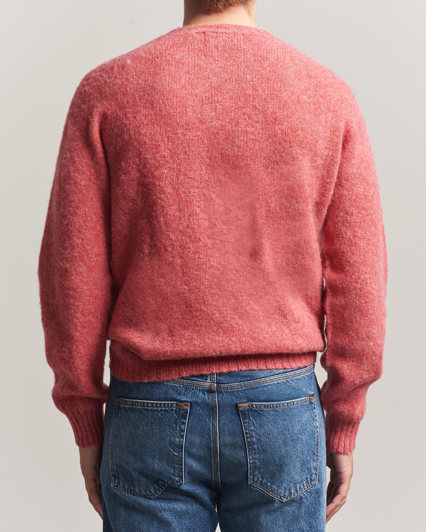 Homme | Pulls Et Tricots | Harley Of Scotland | Brushed Supersoft Lambswool Crewneck Tea Rose