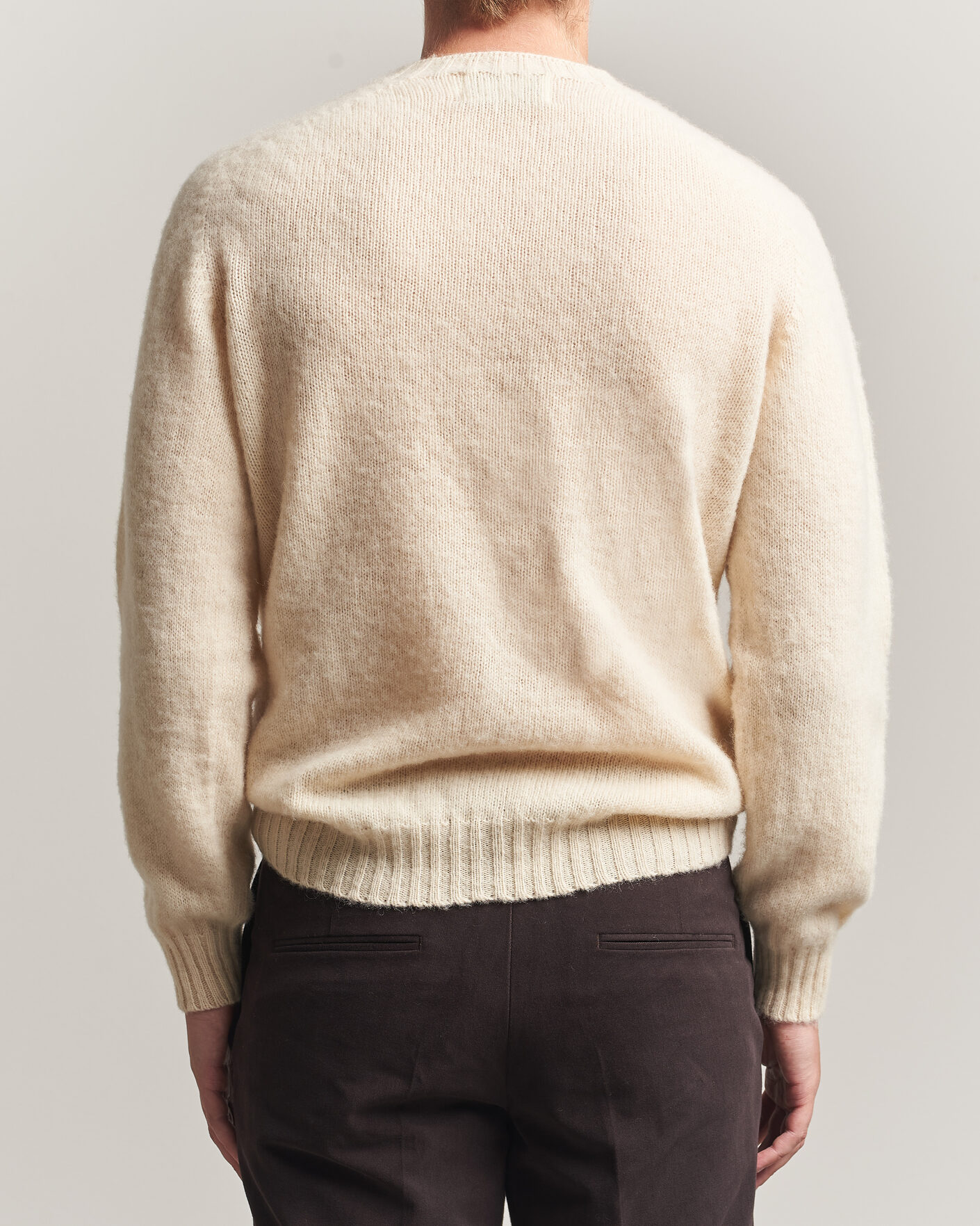 Homme | Pulls Et Tricots | Harley Of Scotland | Brushed Supersoft Lambswool Crewneck Vanilla