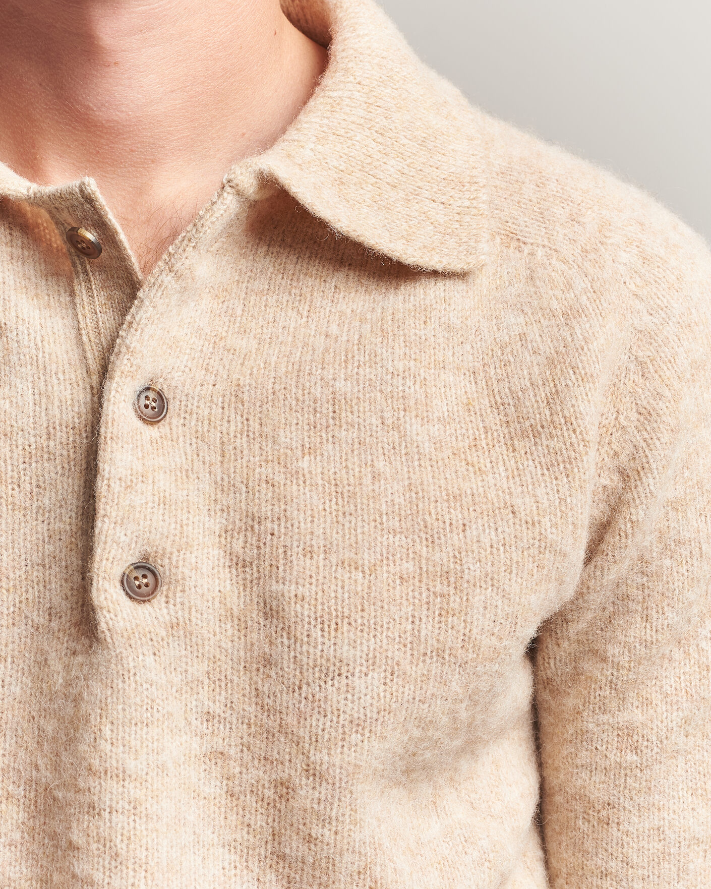 Homme | Pulls Et Tricots | Harley Of Scotland | Brushed Supersoft Lambswool Polo Calico