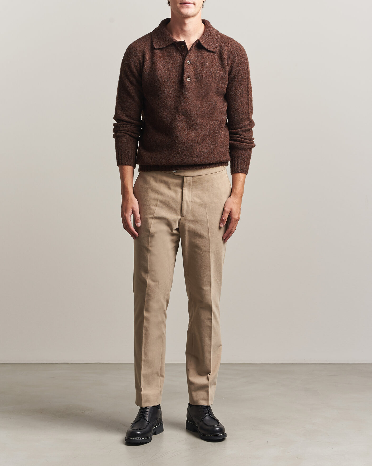 Homme | Pulls Et Tricots | Harley Of Scotland | Brushed Supersoft Lambswool Polo Marron