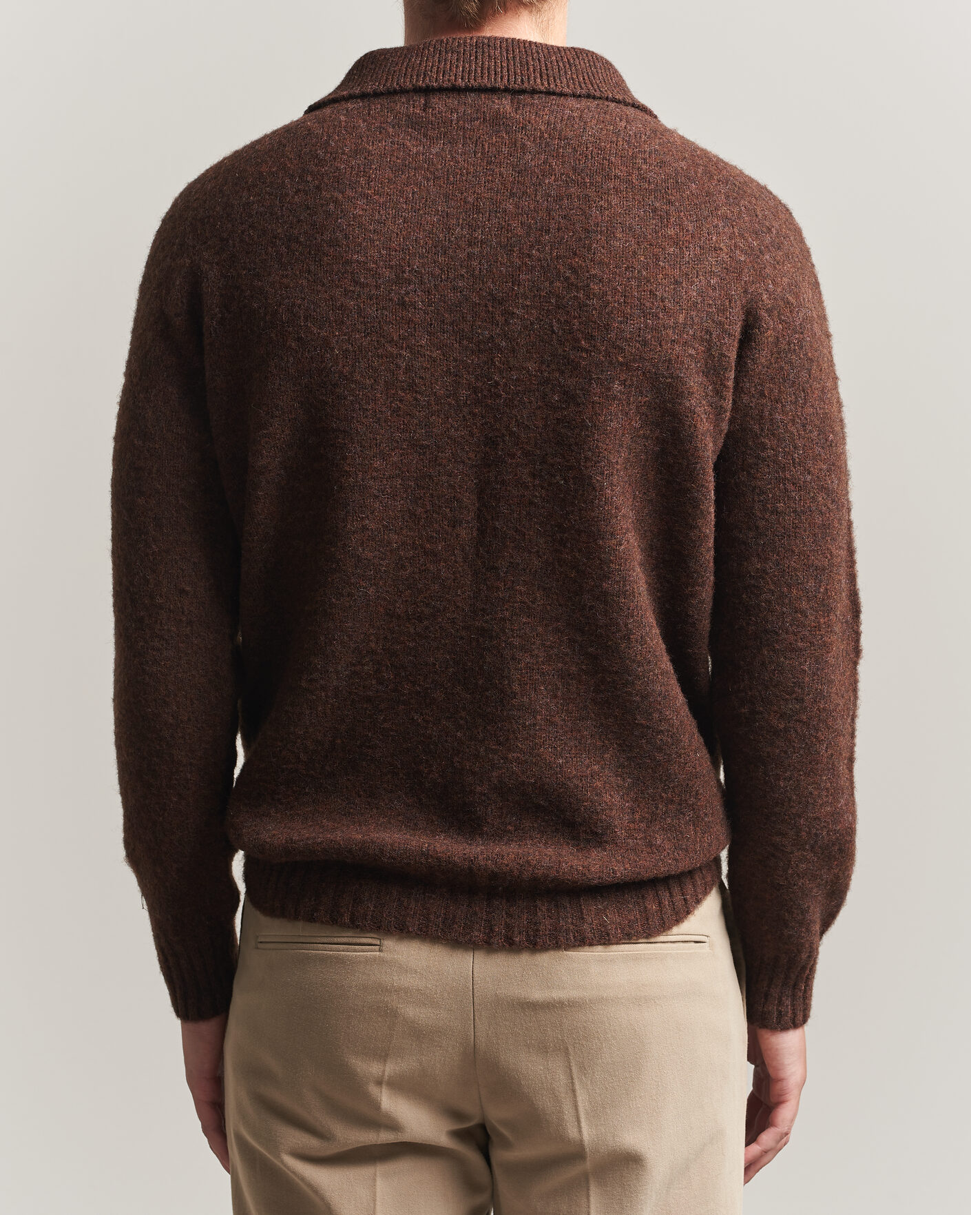 Homme | Pulls Et Tricots | Harley Of Scotland | Brushed Supersoft Lambswool Polo Marron