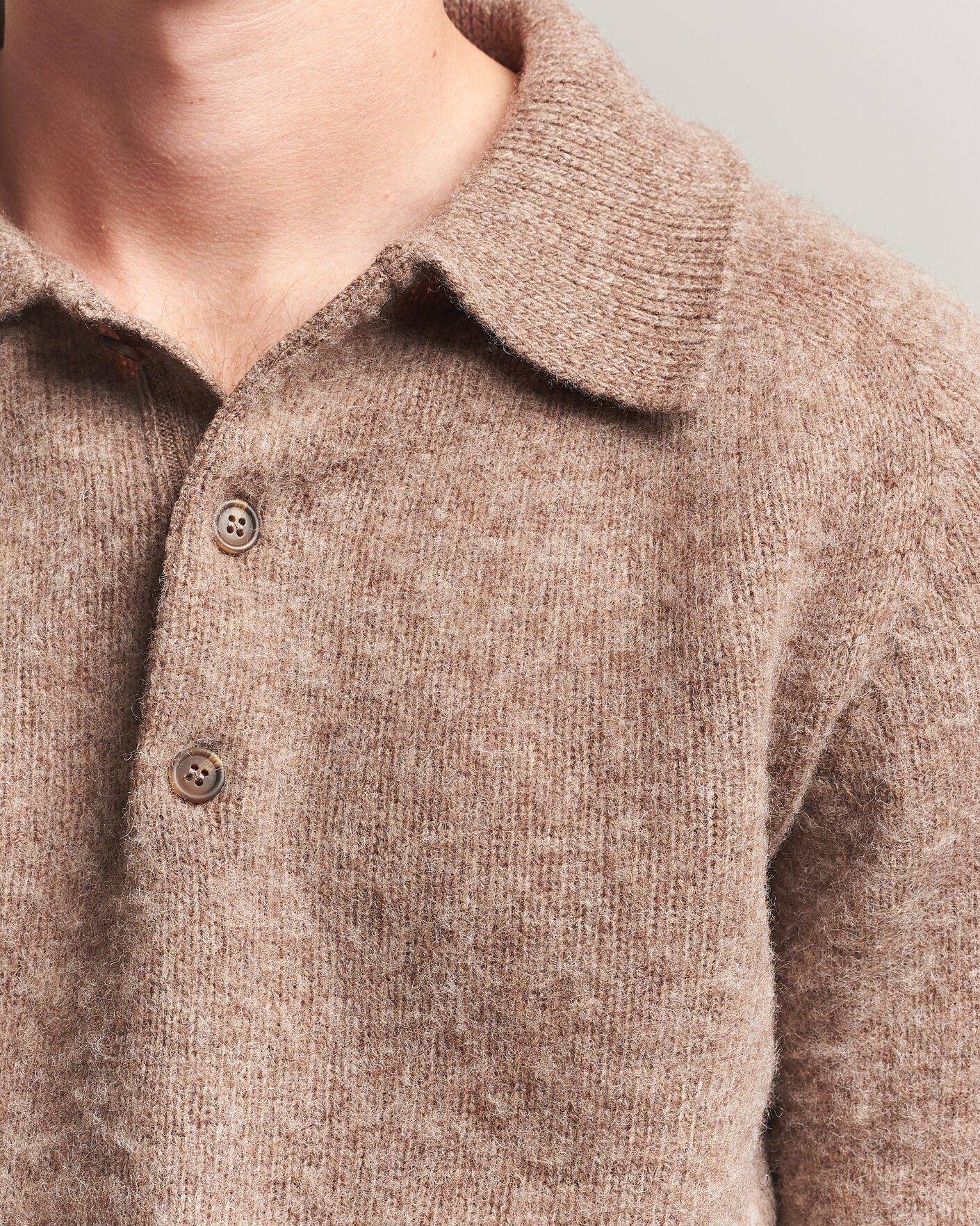 Homme | Pulls Et Tricots | Harley Of Scotland | Brushed Supersoft Lambswool Polo Tundra
