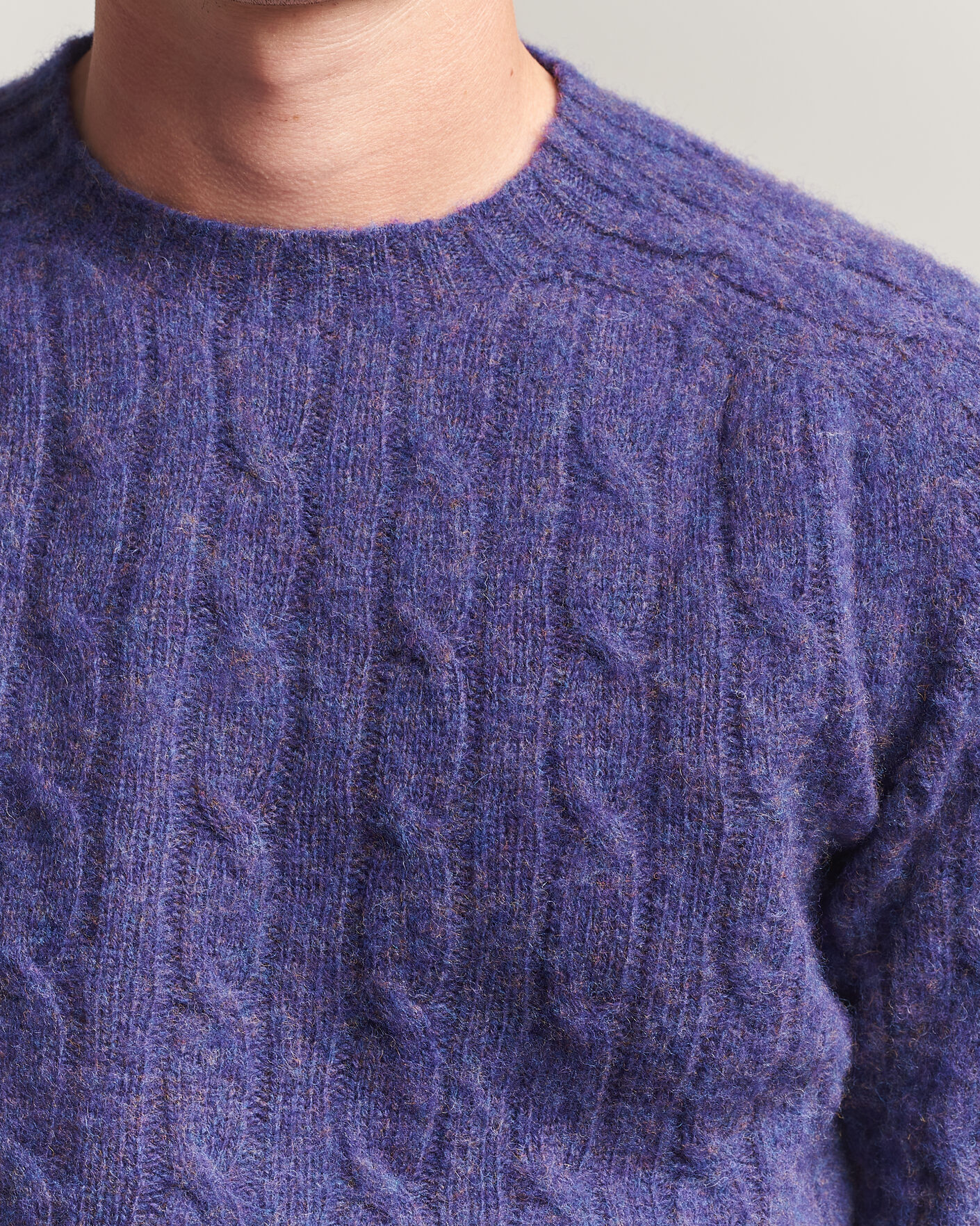 Homme | Pulls Et Tricots | Harley Of Scotland | Brushed Supersoft Lambswool Cable Iris