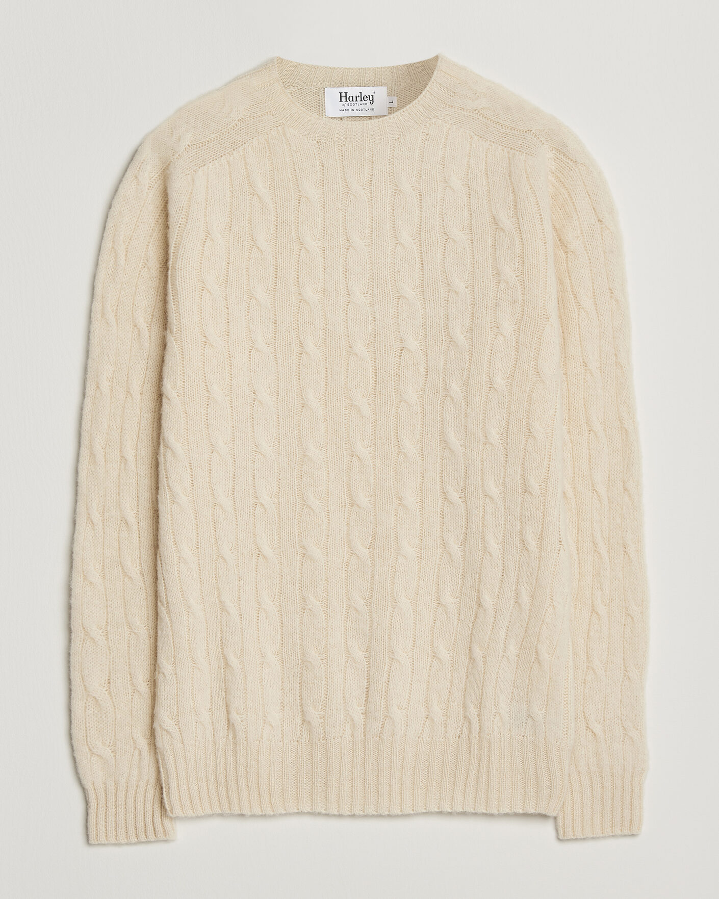 Homme | Pulls Et Tricots | Harley Of Scotland | Brushed Supersoft Lambswool Cable Vanilla
