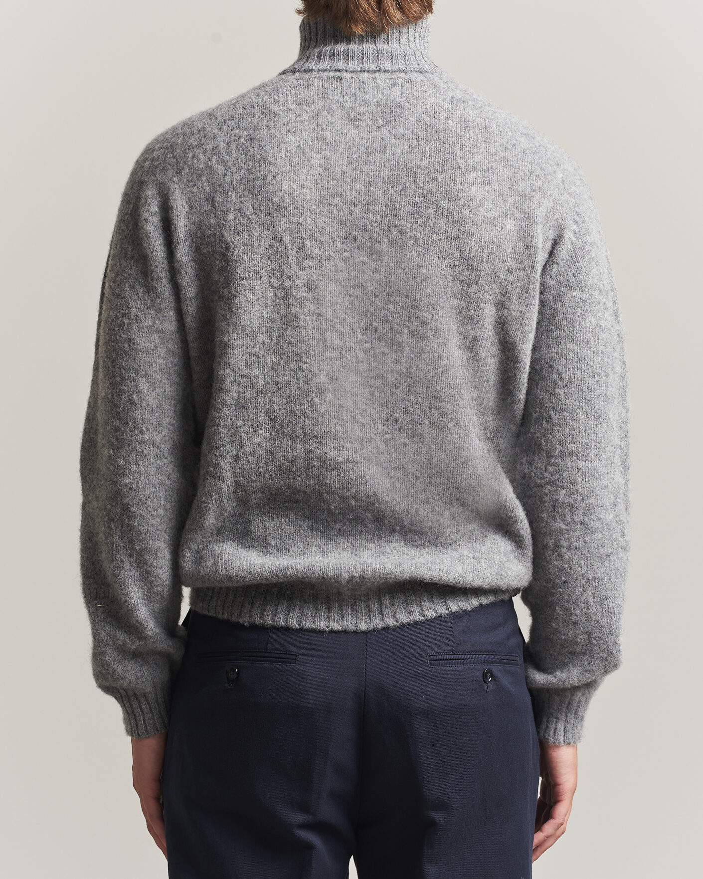 Homme | Pulls Et Tricots | Harley Of Scotland | Brushed Supersoft Lambswool Rollneck Mid Grey