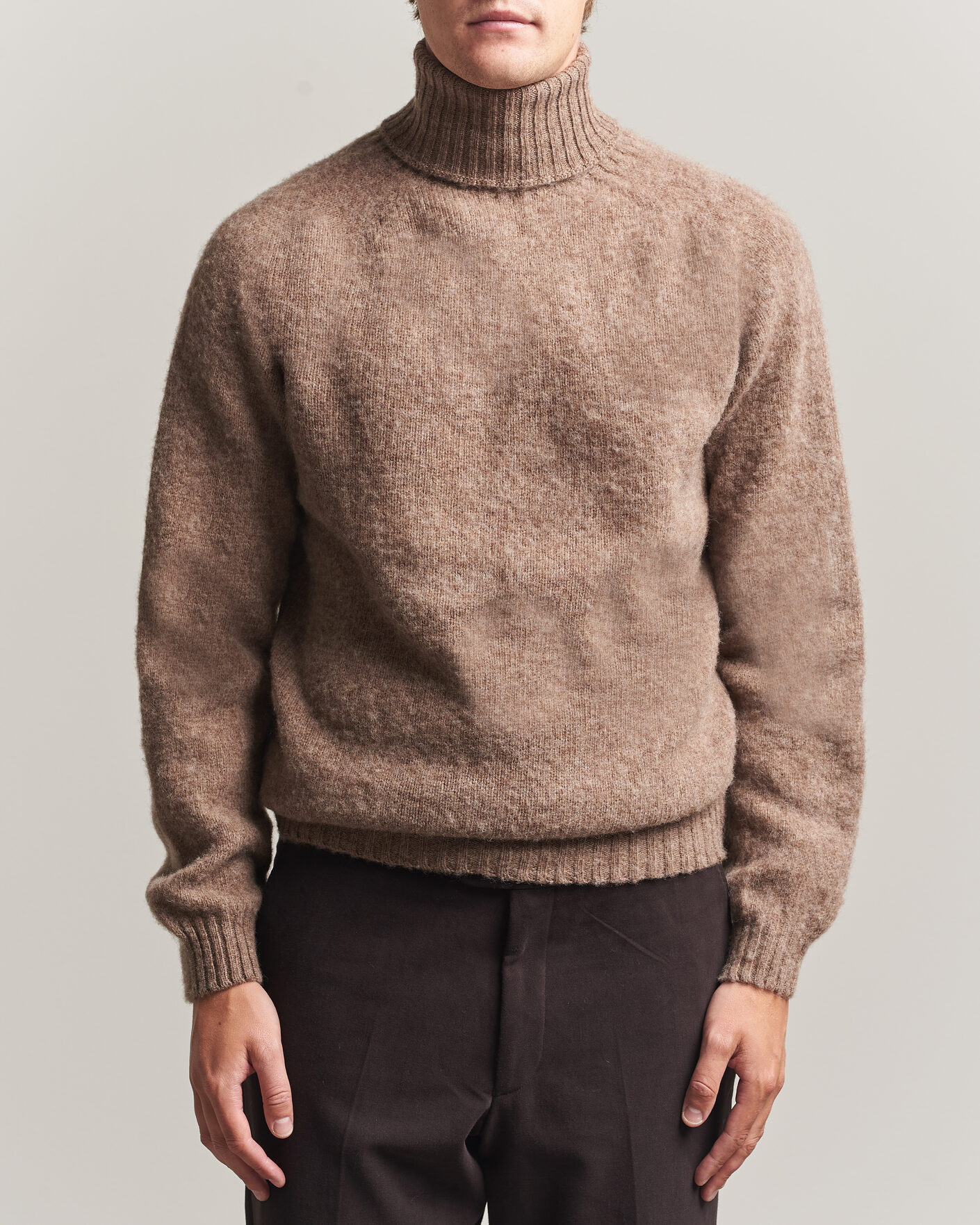 Homme | Pulls Et Tricots | Harley Of Scotland | Brushed Supersoft Lambswool Rollneck Tundra