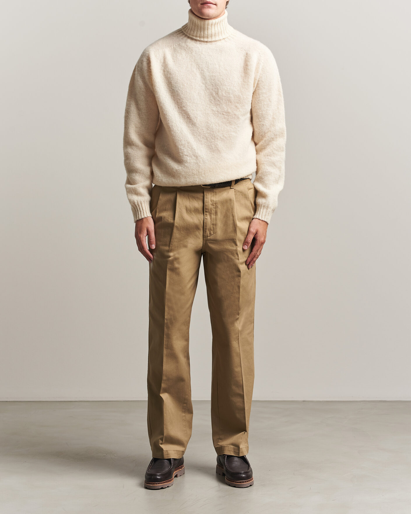 Homme | Pulls Et Tricots | Harley Of Scotland | Brushed Supersoft Lambswool Rollneck Vanilla