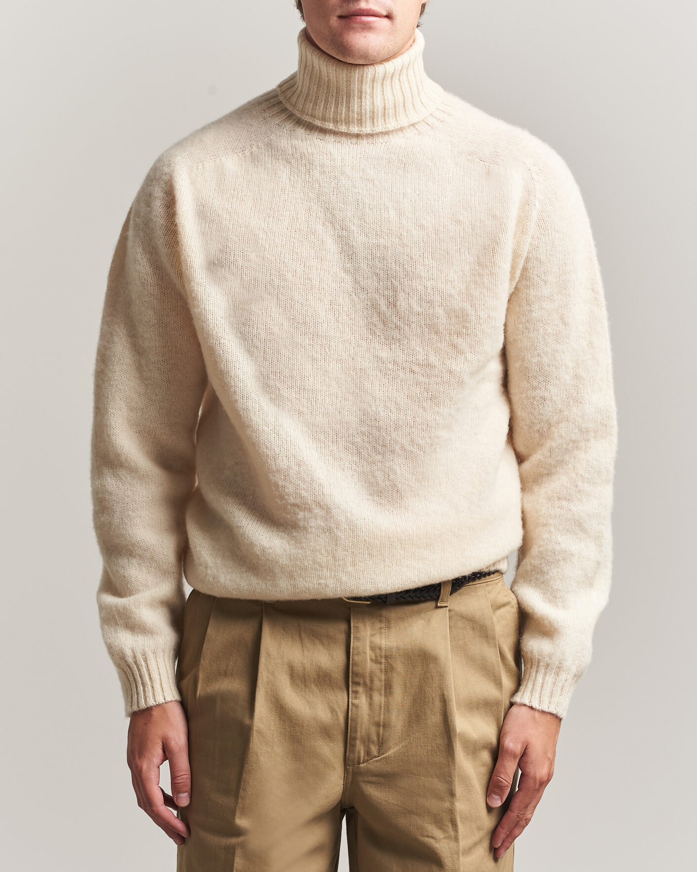 Homme | Pulls Et Tricots | Harley Of Scotland | Brushed Supersoft Lambswool Rollneck Vanilla