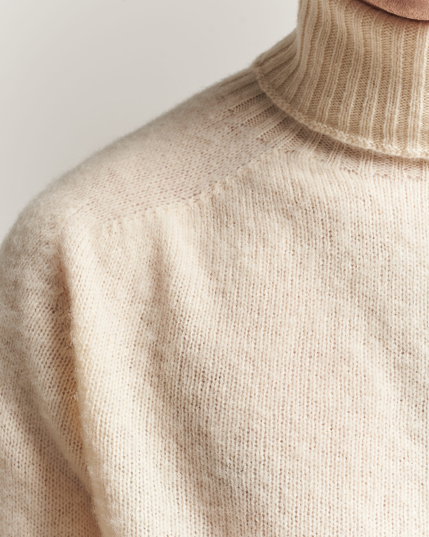 Homme | Pulls Et Tricots | Harley Of Scotland | Brushed Supersoft Lambswool Rollneck Vanilla